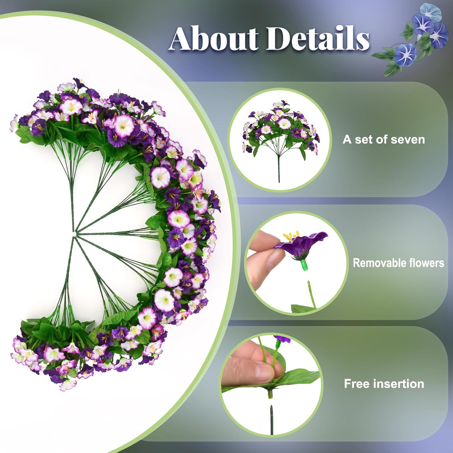 Artificial Hanging Flowers 12 Inch Basket, Faux Silk Petunias Flower Arrangement