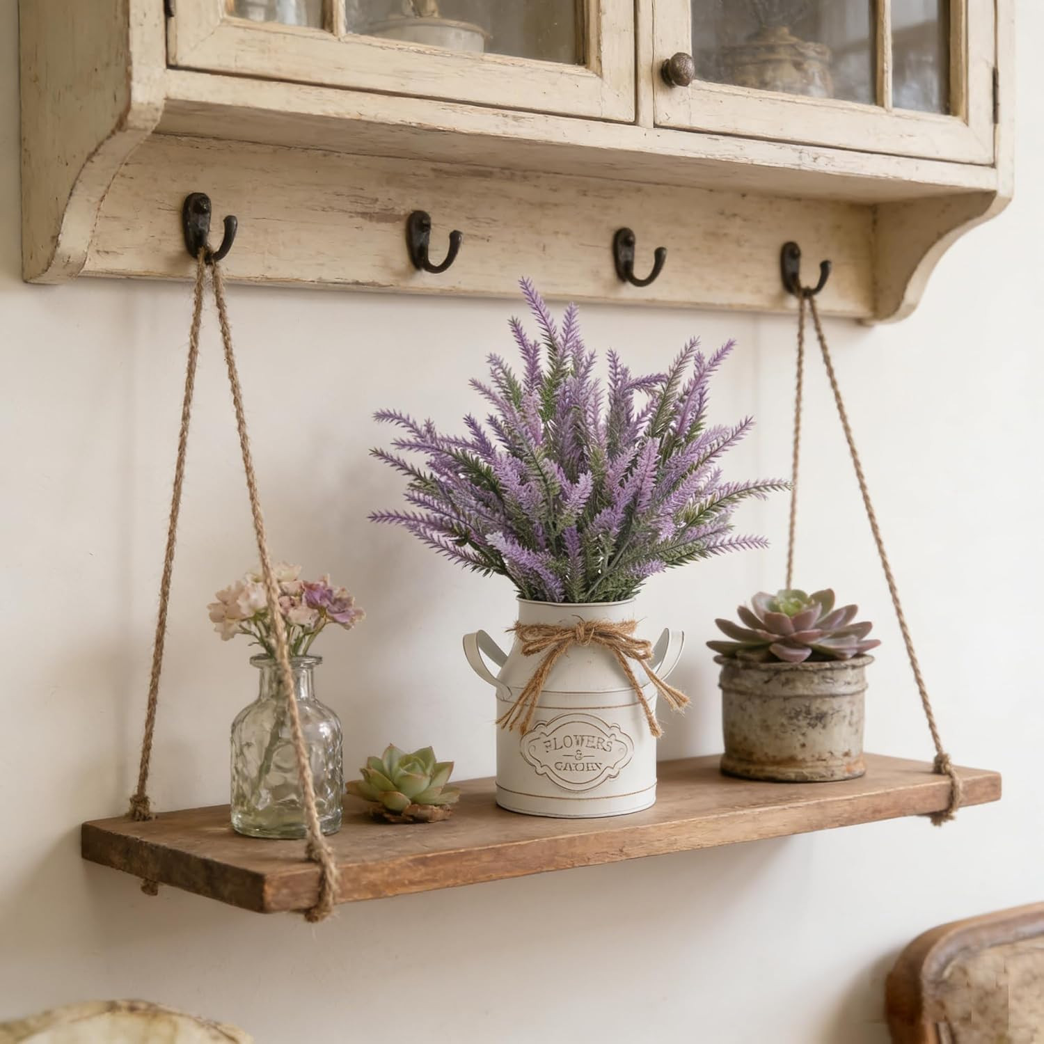 2Pcs Faux Lavender Flowers in Pots for Farmhouse Decor & Centerpieces