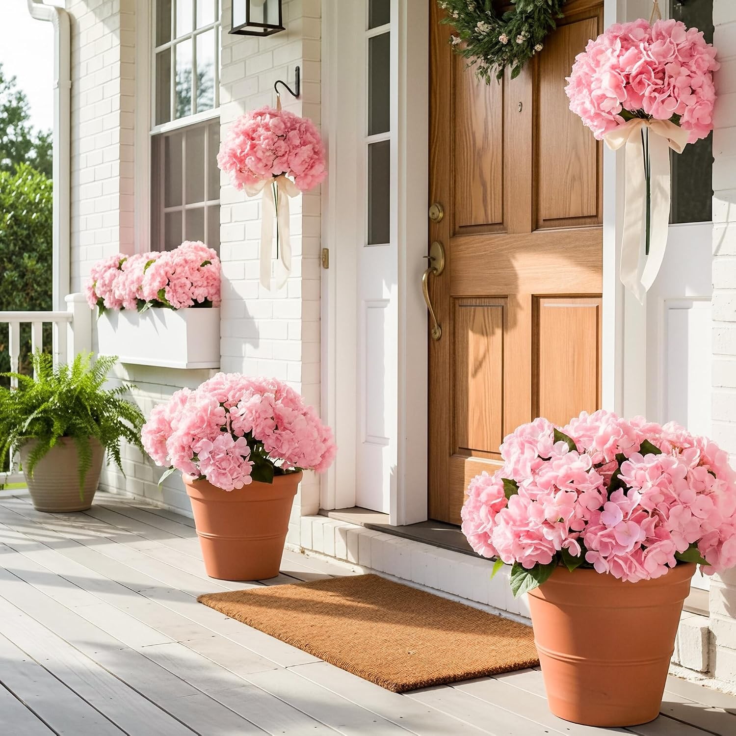 6 Bundles Hydrangea Artificial Flowers Outdoors & Indoor Bulk 30 Heads UV