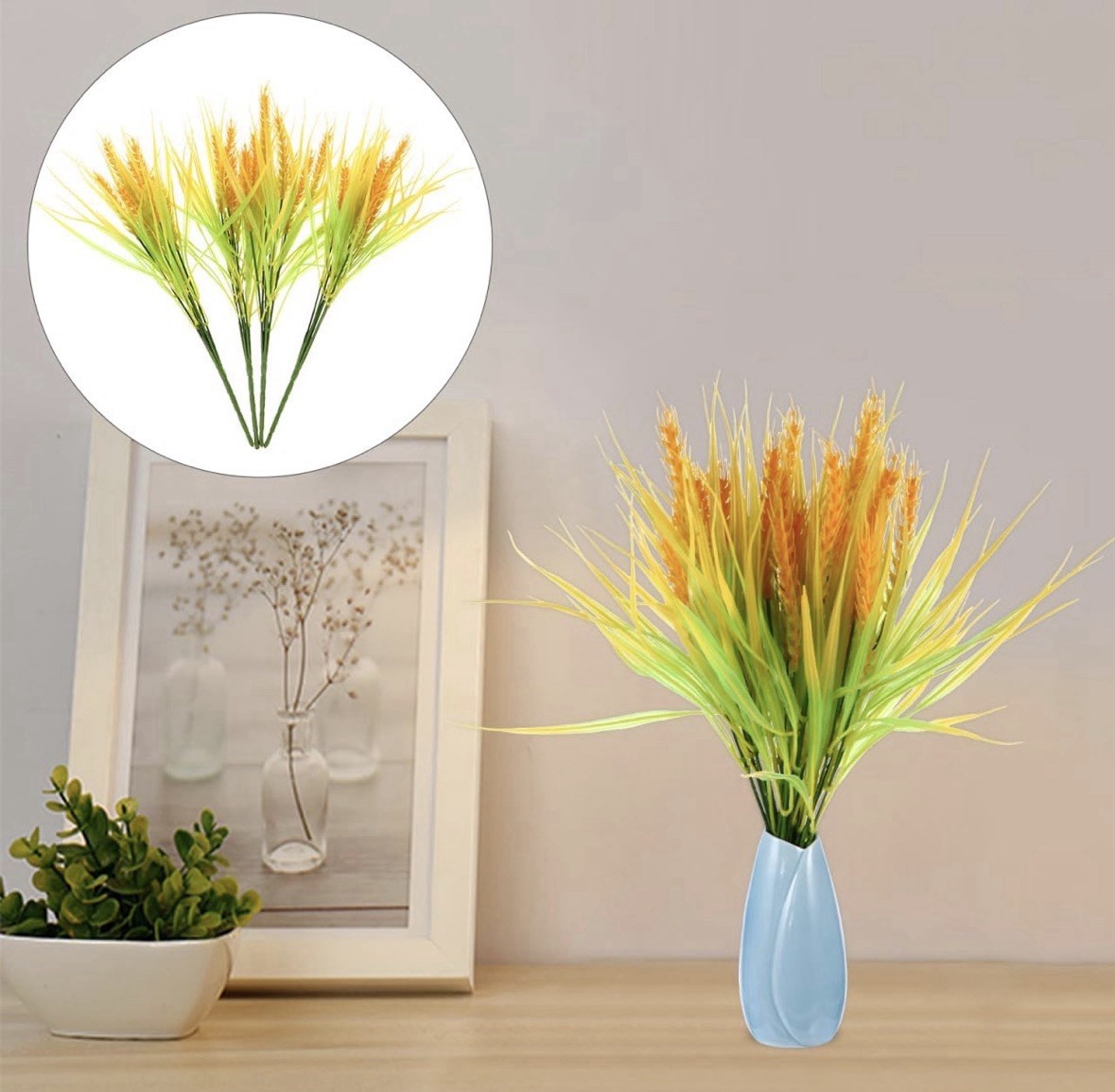 ABOOFAN 4 Pcs Artificial Wheat Stalks Realistic Simulated Wheat Ears, 14.56 inch