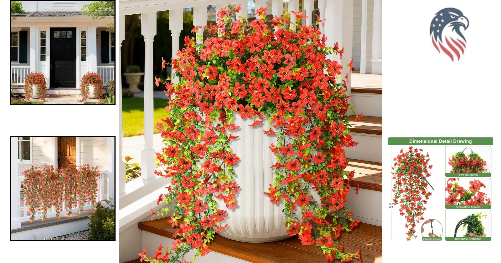Compatible for Outdoor Use Fake Daisy Flowers Eucalyptus Leaves Decor 2 Pack