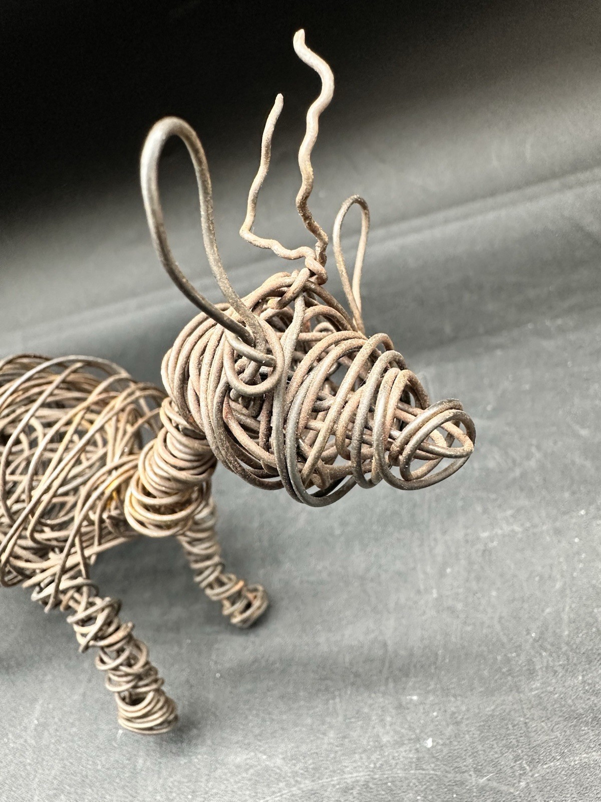 Vintage Brutalist Wire Animal Sculpture Deer Horse Reindeer 8x4in