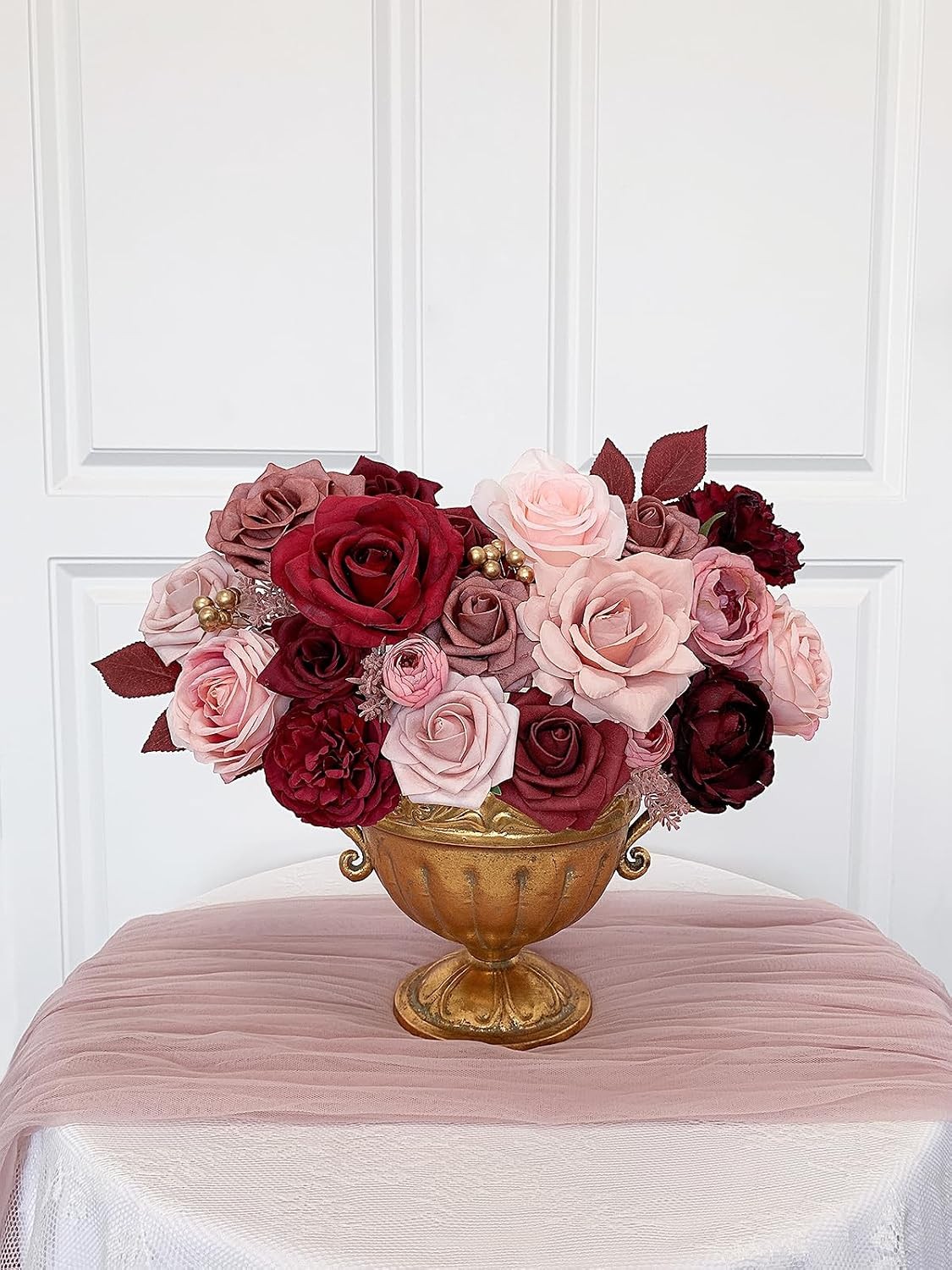 Artificial Burgundy Roses Bulk Fake Flowers Wedding Bouquet DIY Wholesale