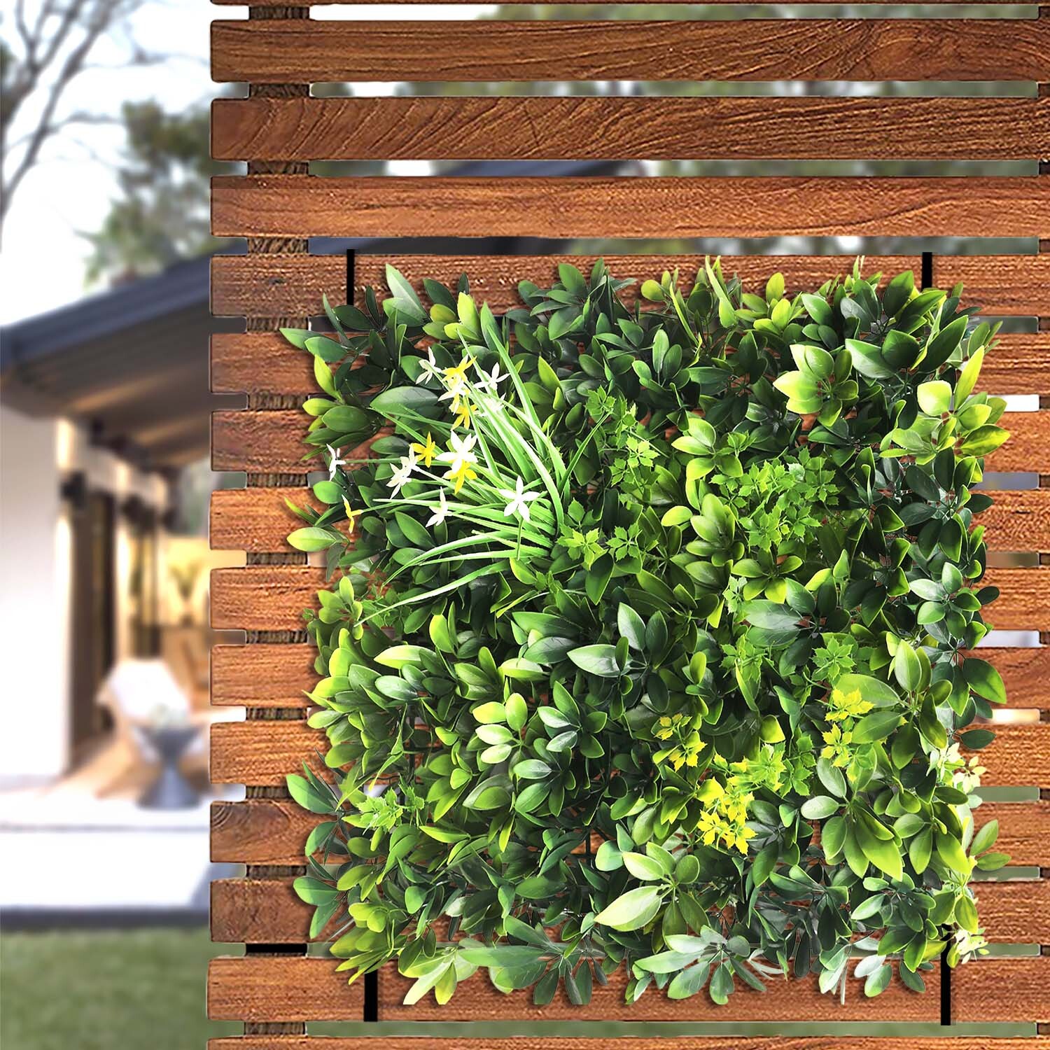 20″ Artificial Faux 3D Mix Leaves Wall Panel Fence Screen Home Outdoor Decor #06