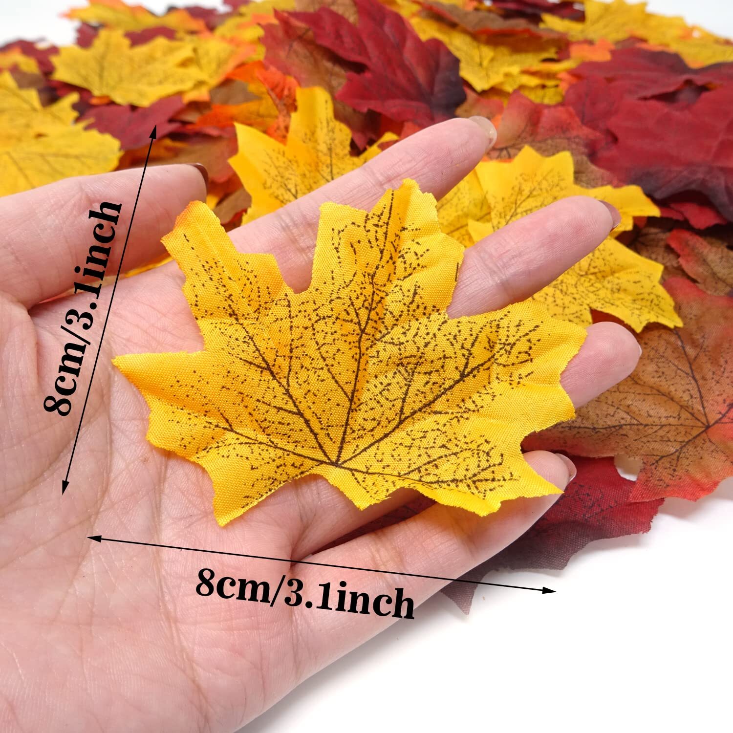 200PCS 8cm/3.1inch Assorted Color Artificial Maple Leaves Fall Leaves for Wed…