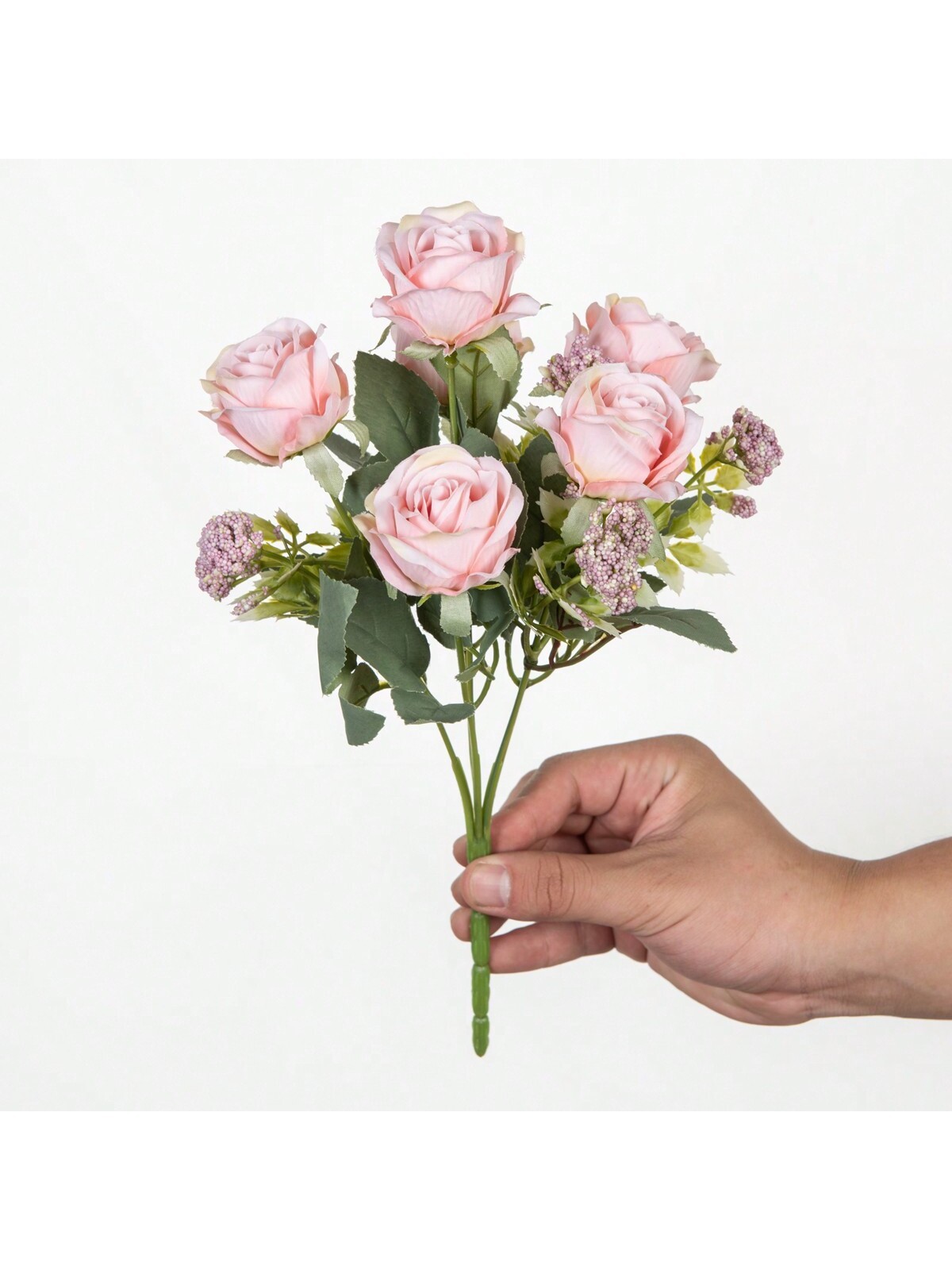 Baby Pink Artificial Silk Rose Bouquet 3 Pieces For Wedding Home Decor