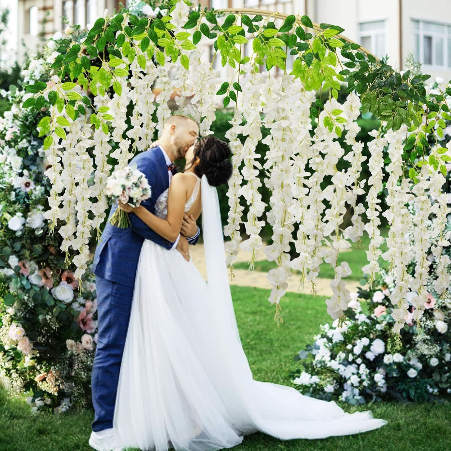 12 PCS Wisteria Hanging Flowers, 3.6Ft Fake Wisteria Vines Artificial Wisteria G