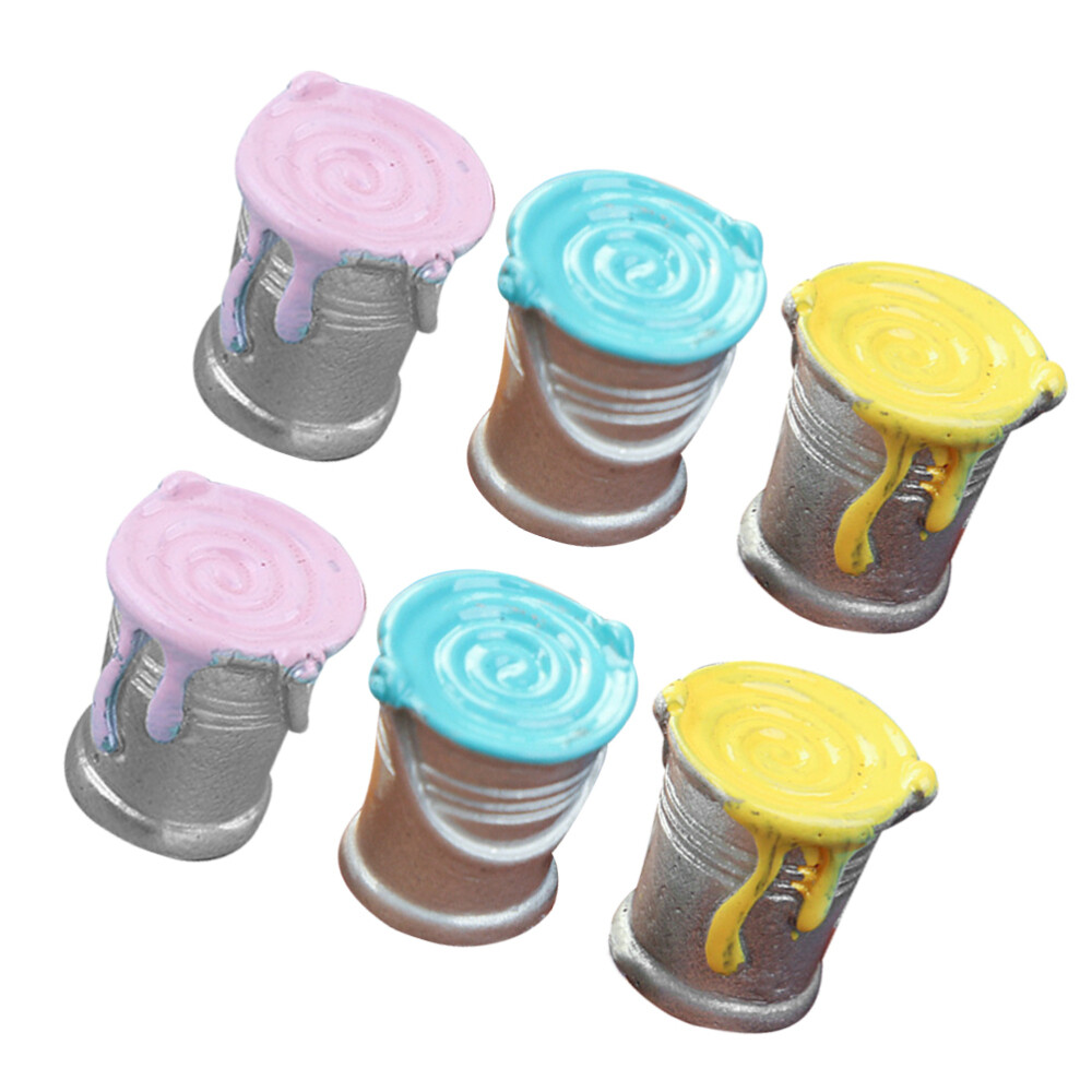 6 Pcs Dollhouse Tool Mini Paint Pot Models Miniature Can Modeling Crafts
