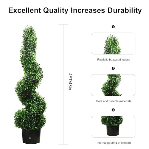 4FT Artificial Spiral Boxwood,Topiary Trees Artificial Outdoor-Indoor 4ft
