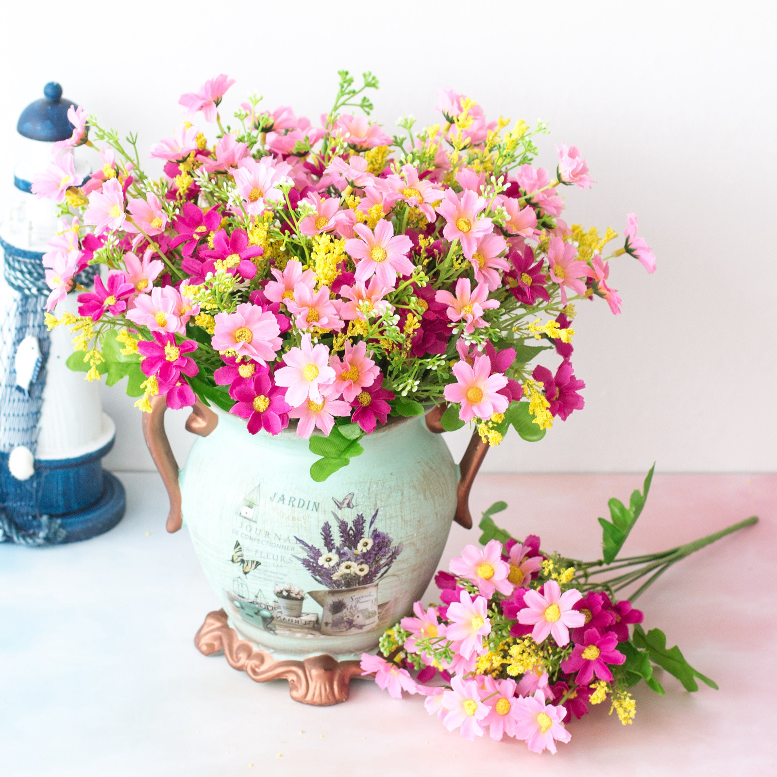 28 Heads Simulated Chrysanthemum Flower Decor Balcony Hanging Basket Floral