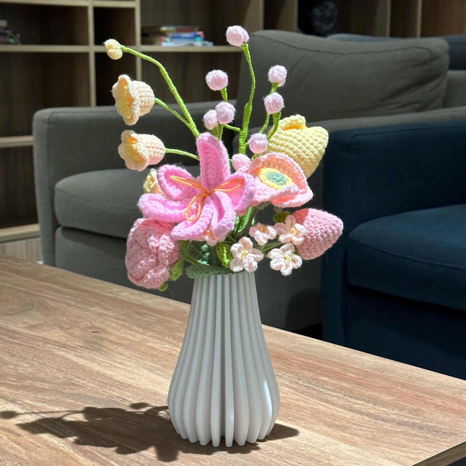 Crochet Flower Bouquet Handmade Yarn Flowers Artificial Flowers Keepsake Gift