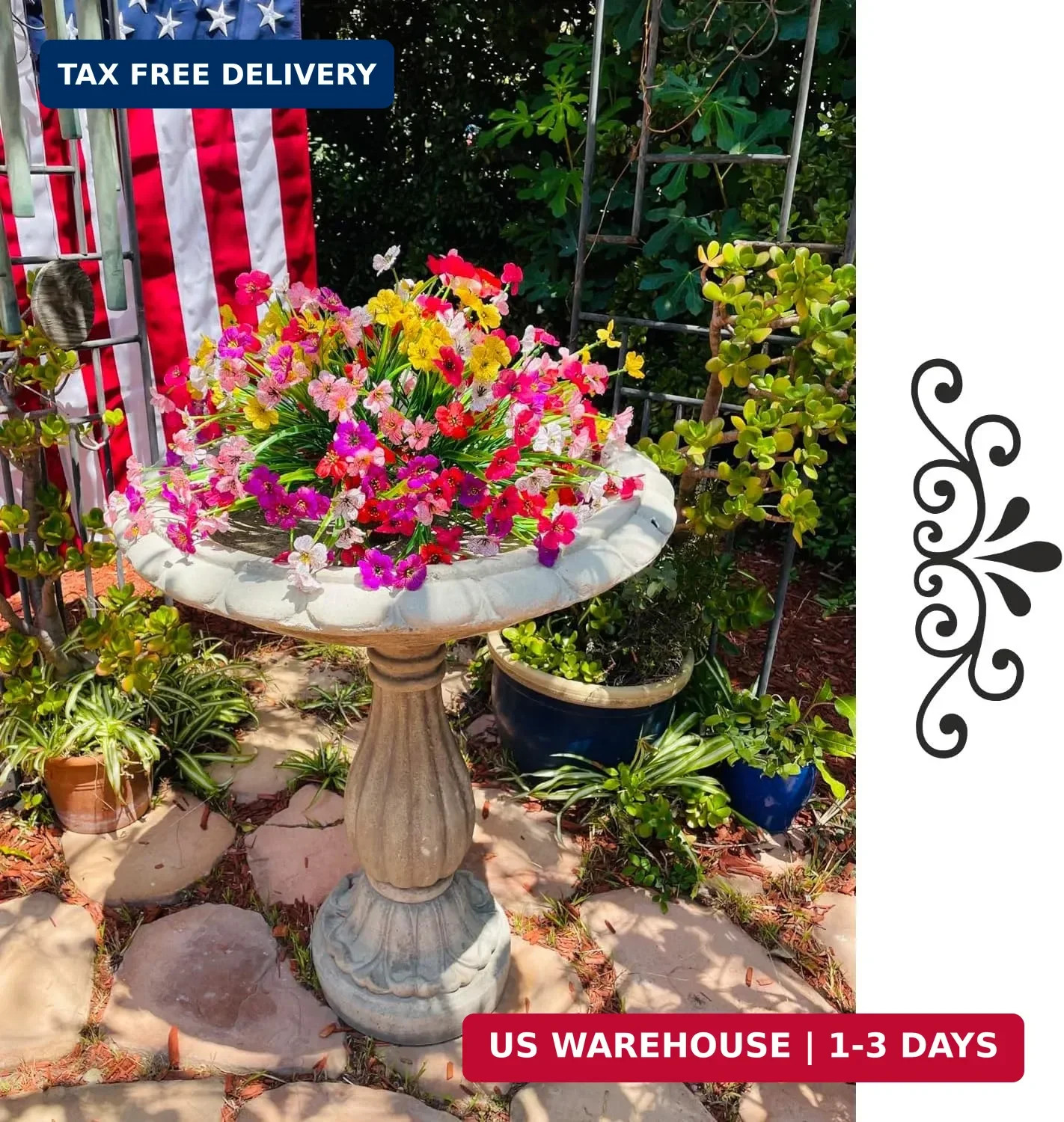 6Bundles Artificial Flowers for Outdoor,No Fade Fake Plastic Flowers Faux Plants