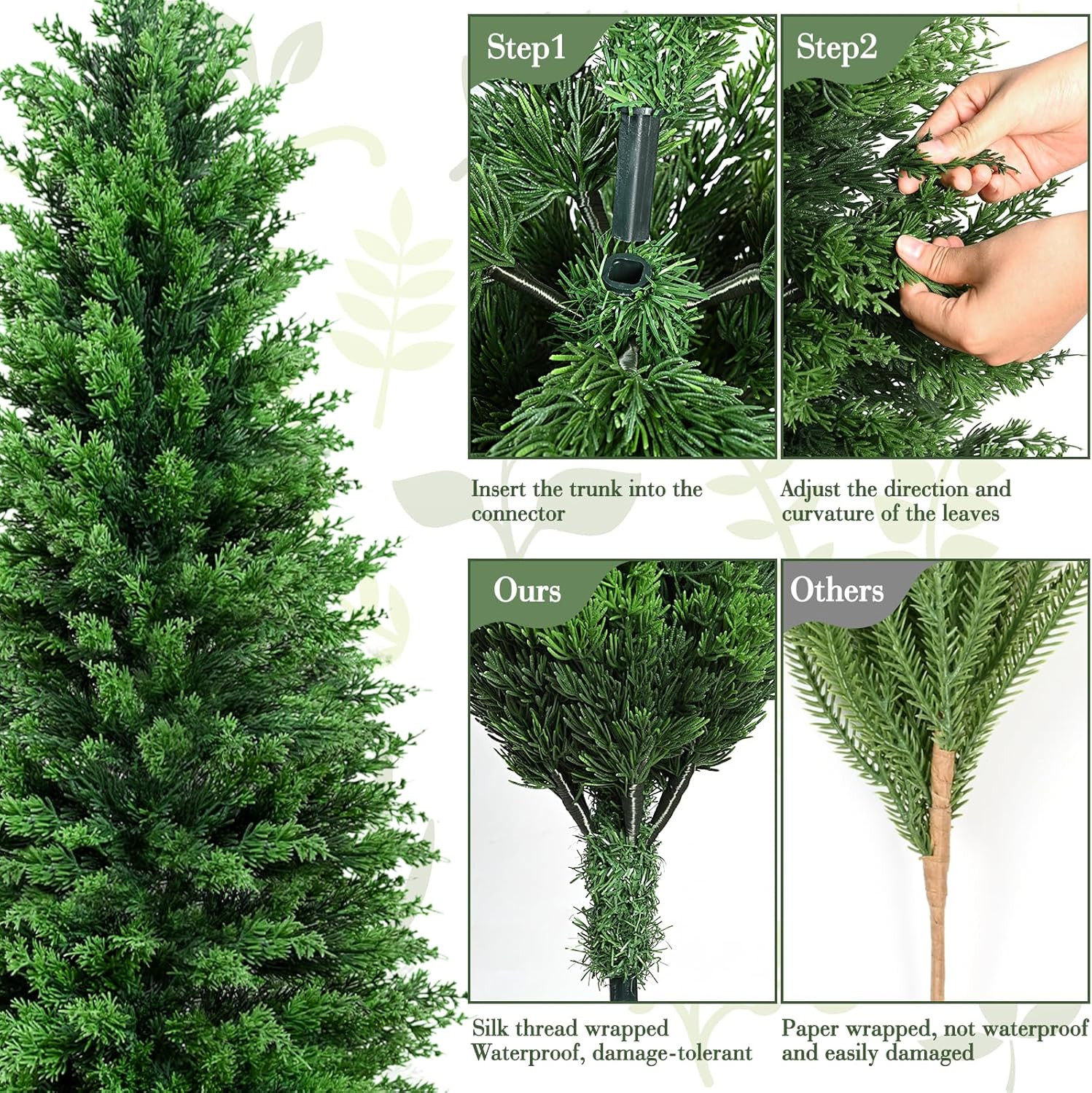 Artificial Cedar Topiary Trees Christmas Topiary Outdoor, 4Ft Fake Shrubs Potted