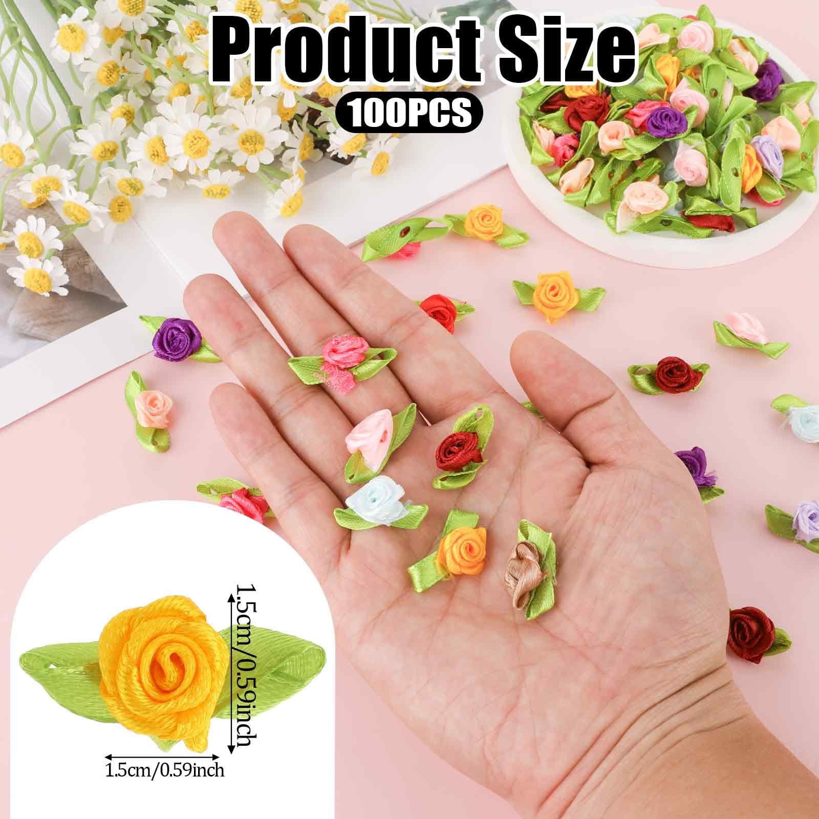Mini Roses Craft Set – 100 Pcs Multicolor Satin Fabric Flowers for DIY Decor