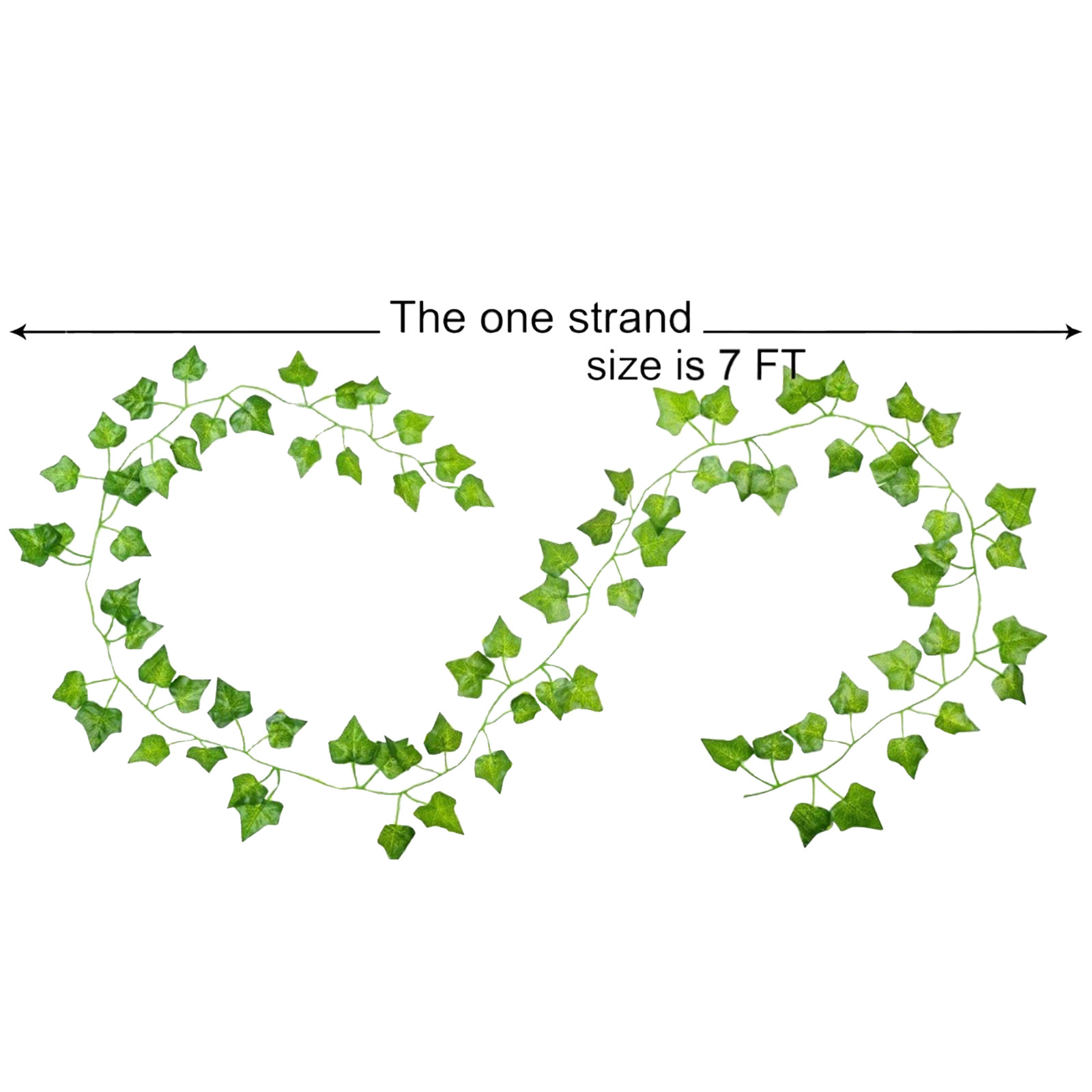 Silky Silk 12 Strands Artificial Green Ivy Leaf Plants| Vine-Hanging Garland