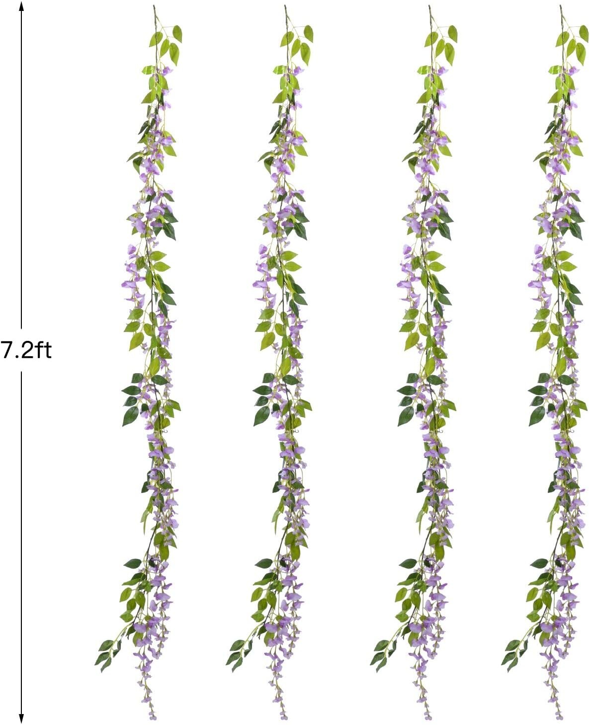 28.8ft Silk Wisteria Vine Garland – 4 Pcs Light Purple Floral Decor for Events