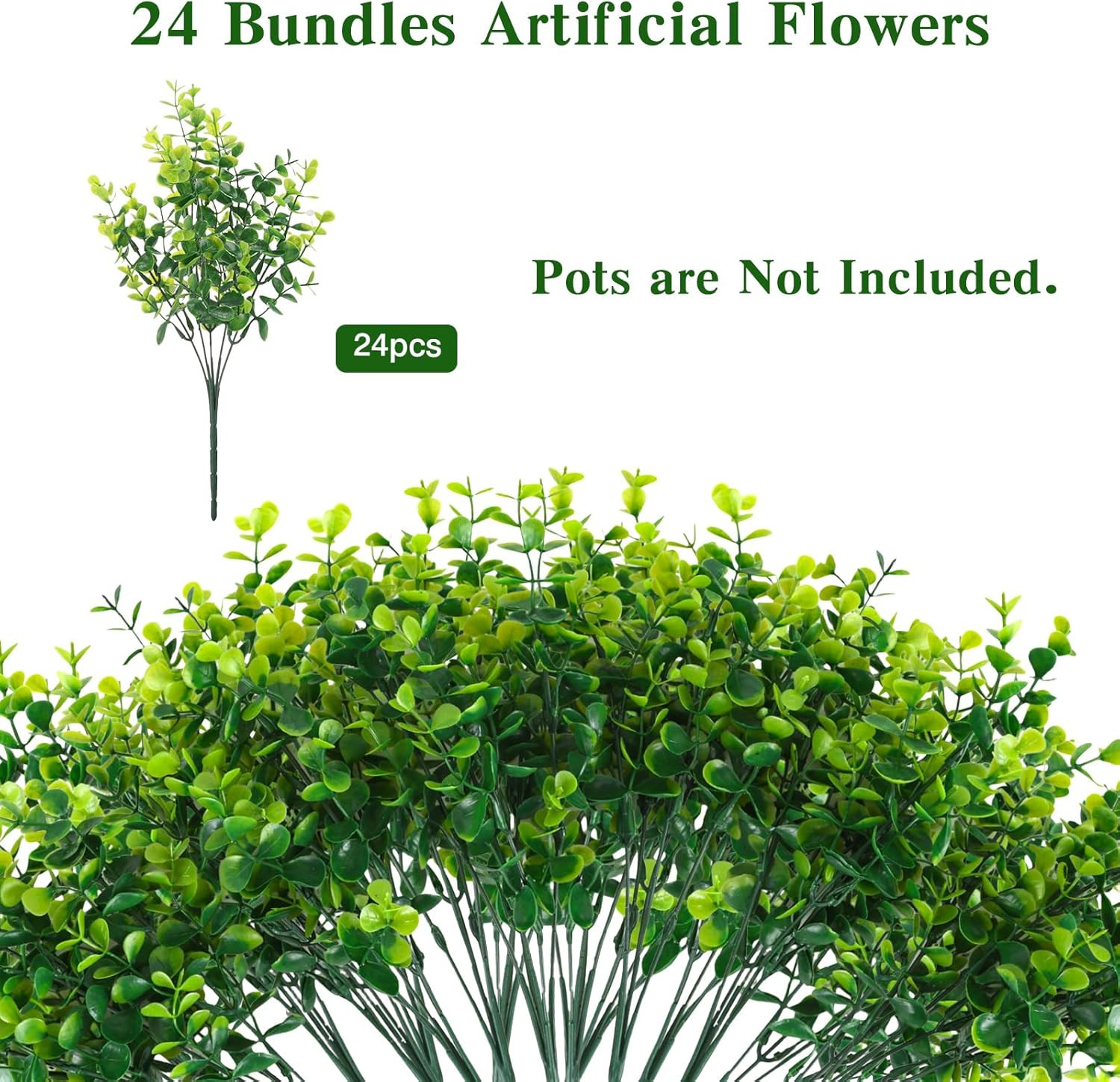 Artificial Boxwood Stems 24 Pack Artificial Plants for Outdoor UV Resistant Faux