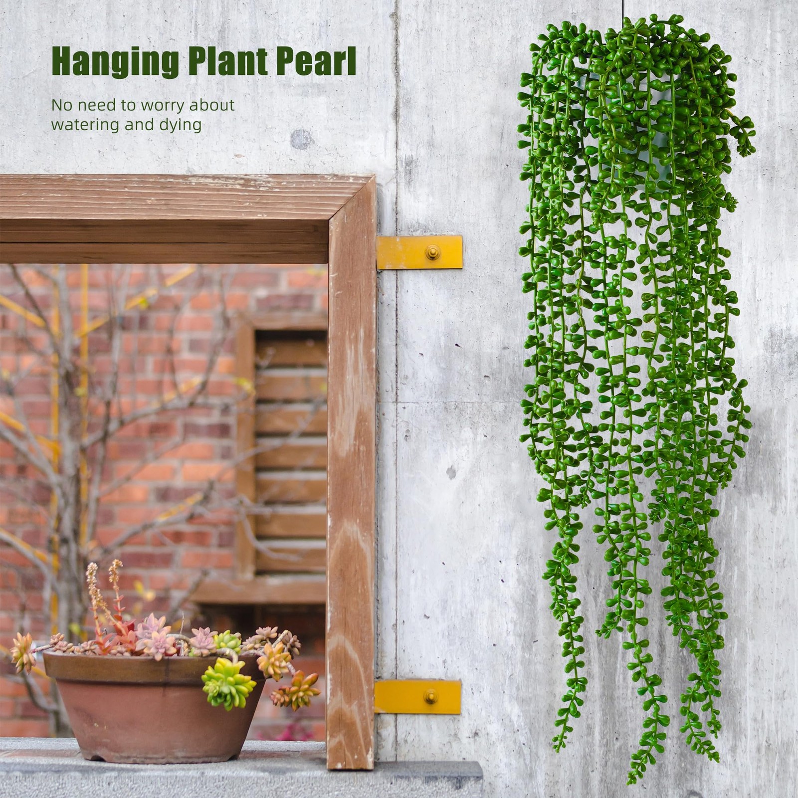 3PCS Artificial Succulents Hanging Plants,27.5 Inch Fake String of Pearls Gre…