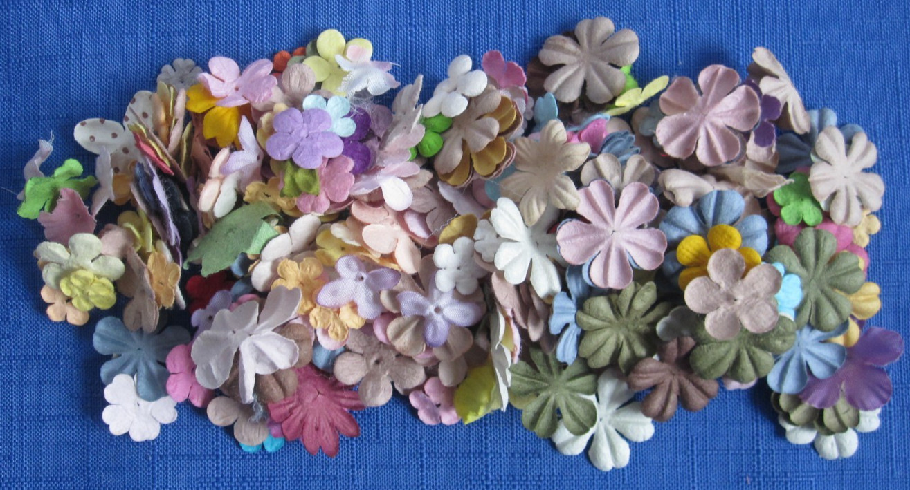 #1 Lot-14 Bags Used Mulberry Paper Flower Petals .5″-1″ Multiple Colors Sizes