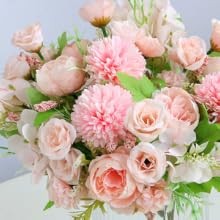 Artificial Flowers, 2Pcs Blue Fake Peony Silk Peonies Faux Flowers Arrangements
