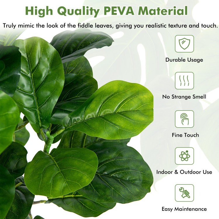 2 Pack Artificial Fiddle Leaf Fig Tree In/Outdoor Fake Potted 51″ Decor Plant
