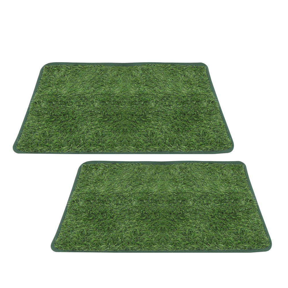 2Pcs Green Artificial Dog Grass Pad Washable Reusable Turf Mat for Pet Training
