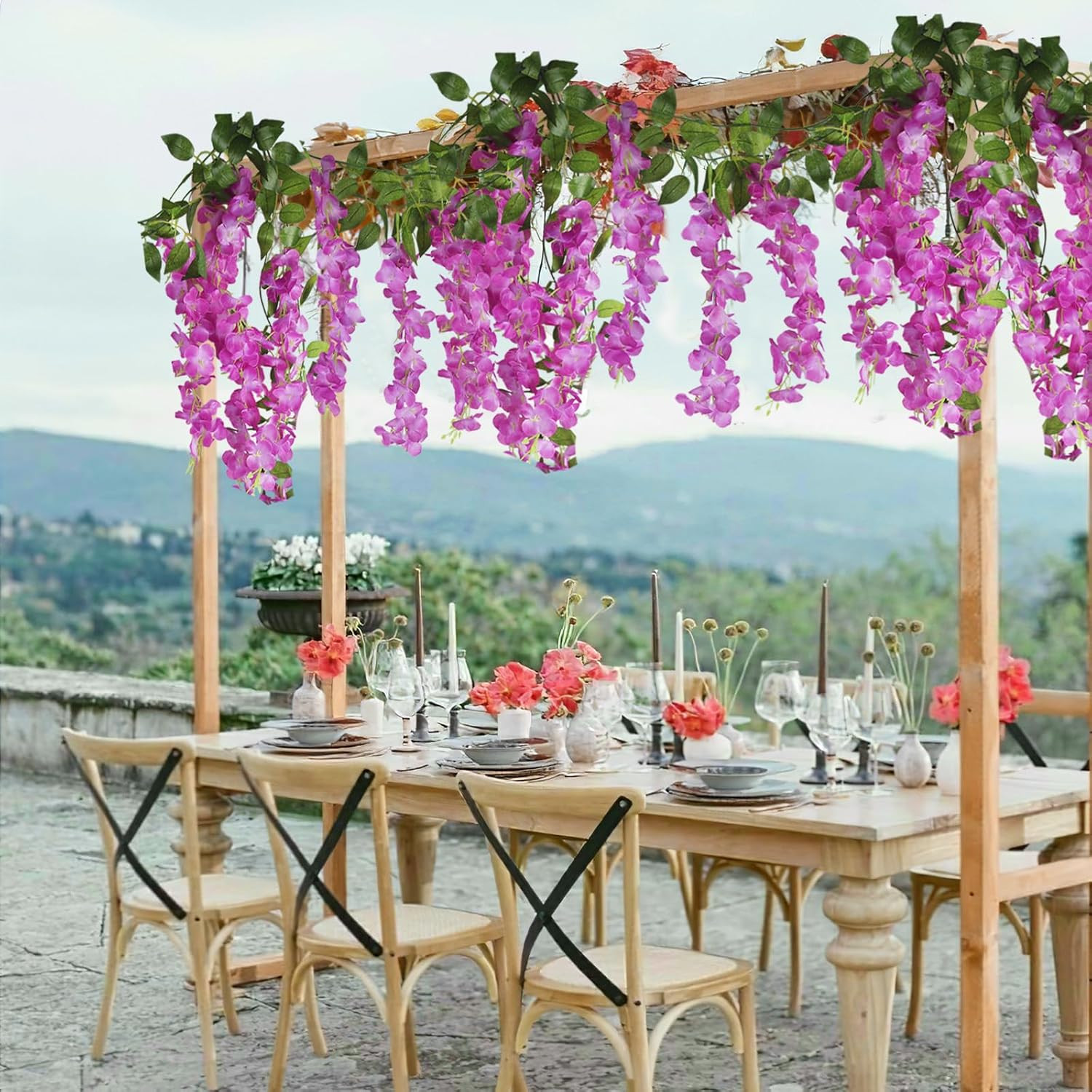 2 Pcs Wisteria Hanging Flowers Wisteria Flowers Vine Garland Wedding Arch Decora