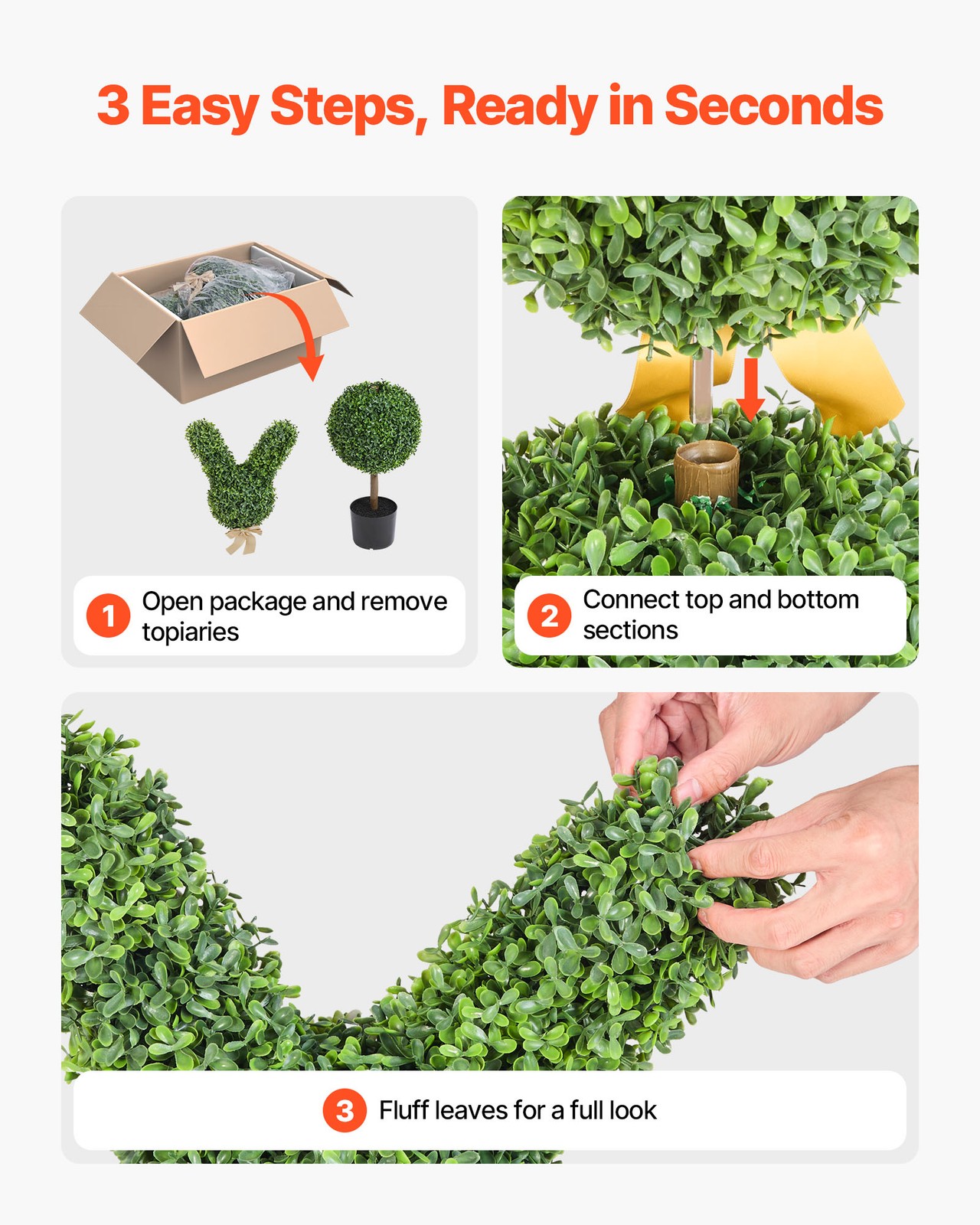 VEVOR Artificial Topiary Bunny Shape Boxwood Ball 36 Inch Faux Plant Home
