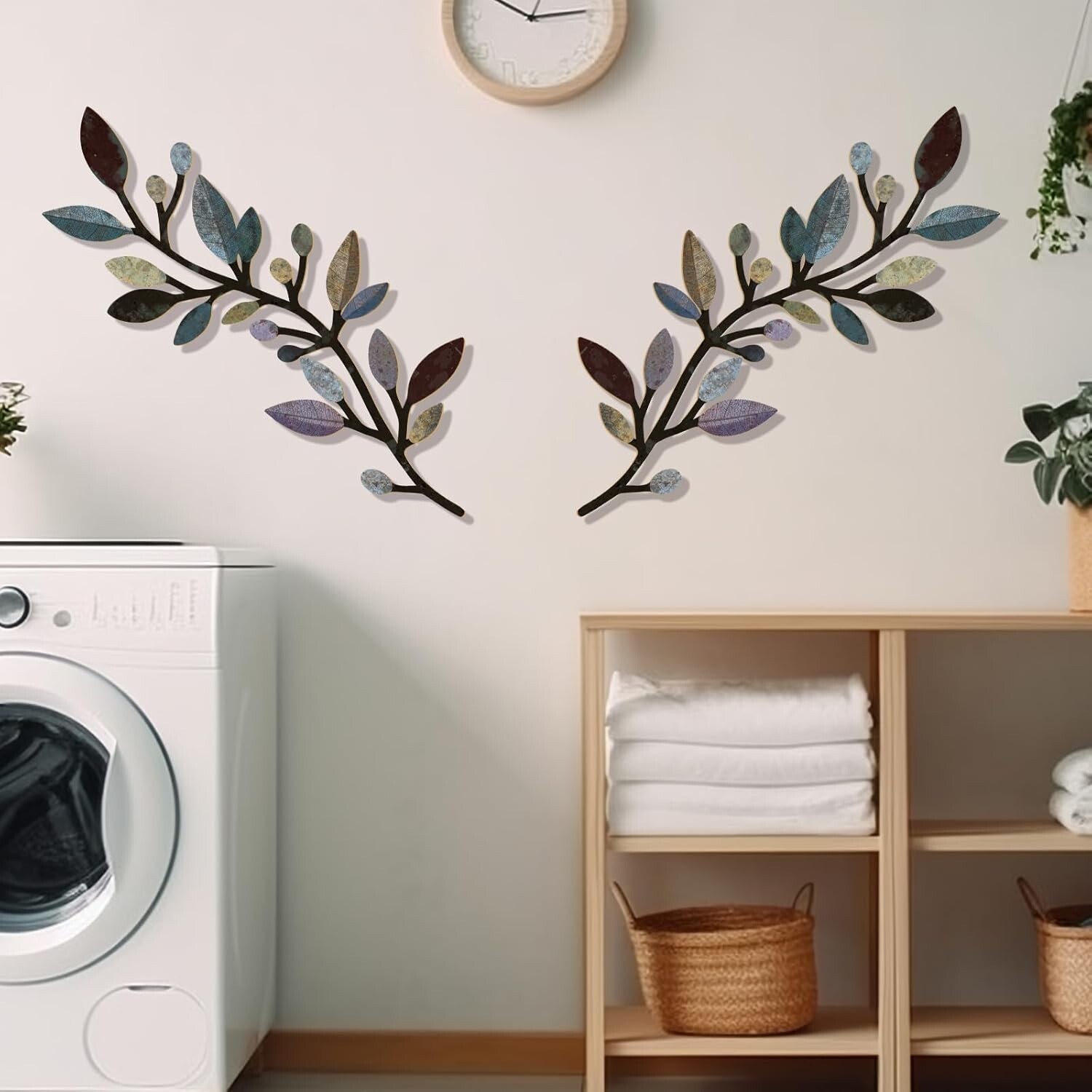 “2 Pcs Colorful Tree Leaf Wall Art Decor Vine Home Wall Decor Olive Branch Leaf