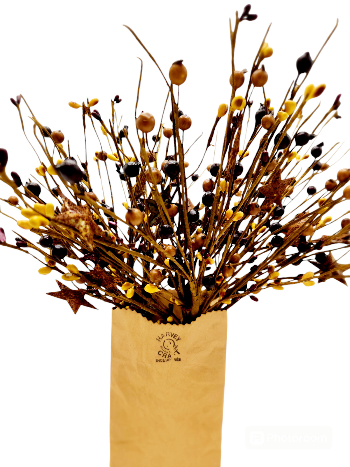Burgundy Brown & Mustard Berry Picks Artificial Berries Spray Home Decor N601