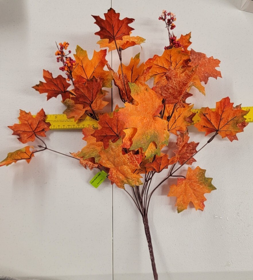 19″ frosted maple bush x 10 with berries Artificial Autumn Maple Leaf leaves