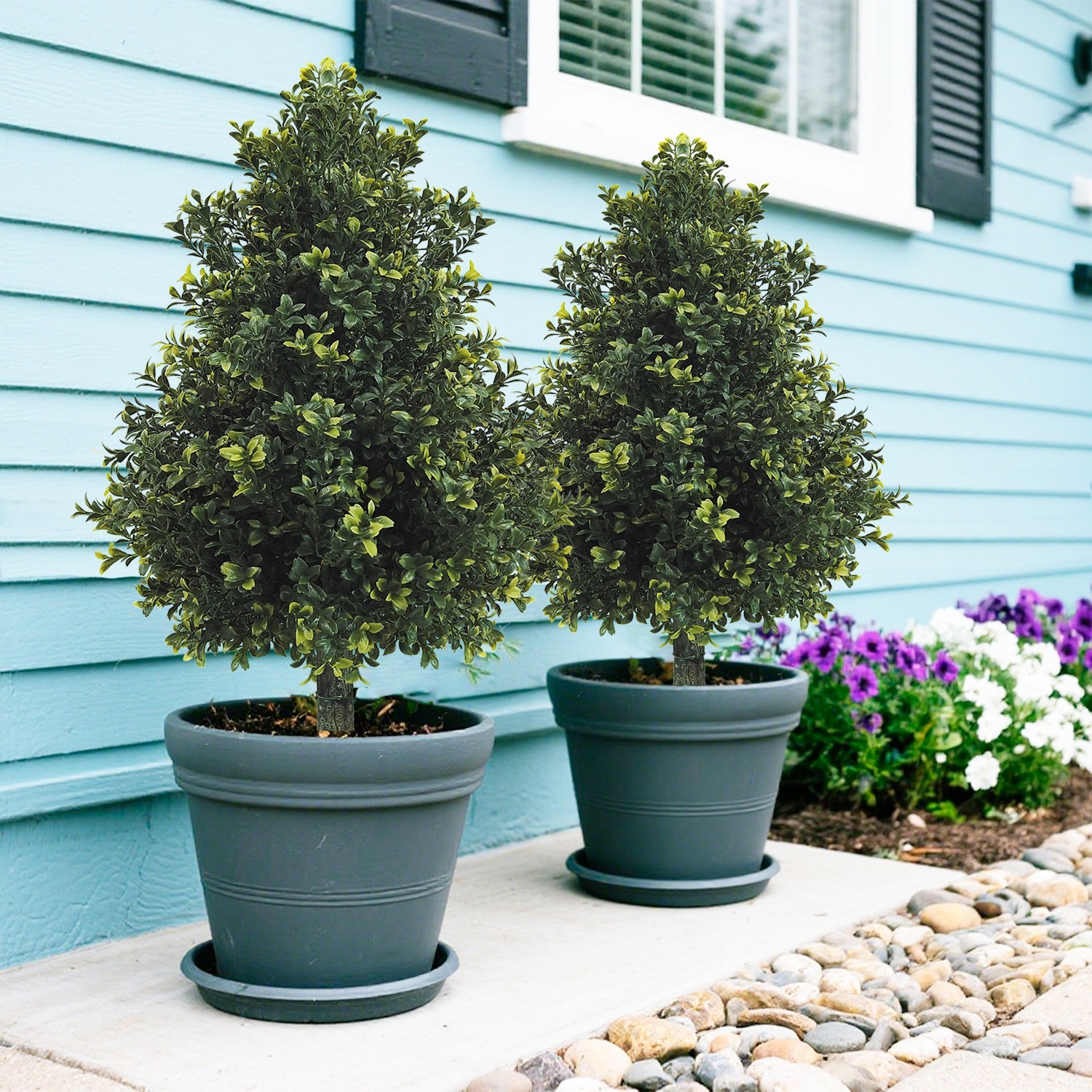 55 cm Artificial Tower Ground Stake Faux Evergreen for Garden Yard Outdoor Decor