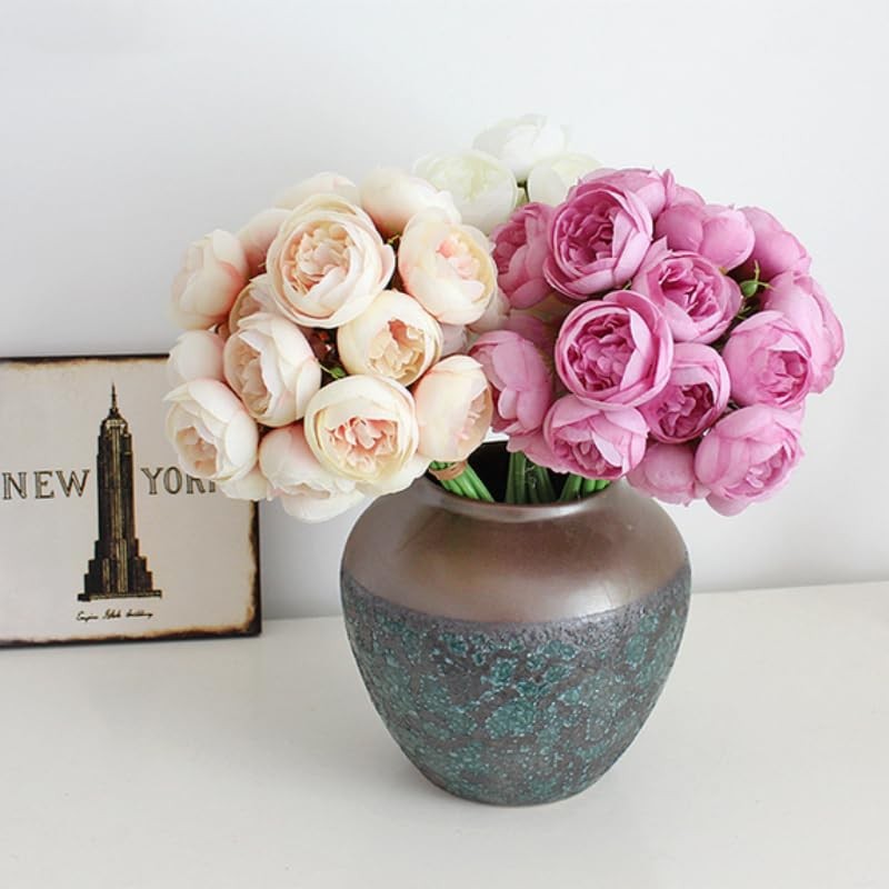 18 Pcs Ranunculus Artificial Flower 11.8″ and 54 Heads Faux Silk Ranunculus F…
