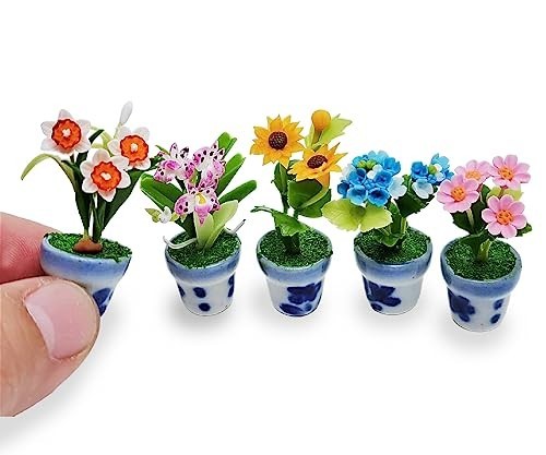 Miniature 1½” Artificial Flowers Set – Sunflower, Orchid, Hydrangea, Zinnia – Co