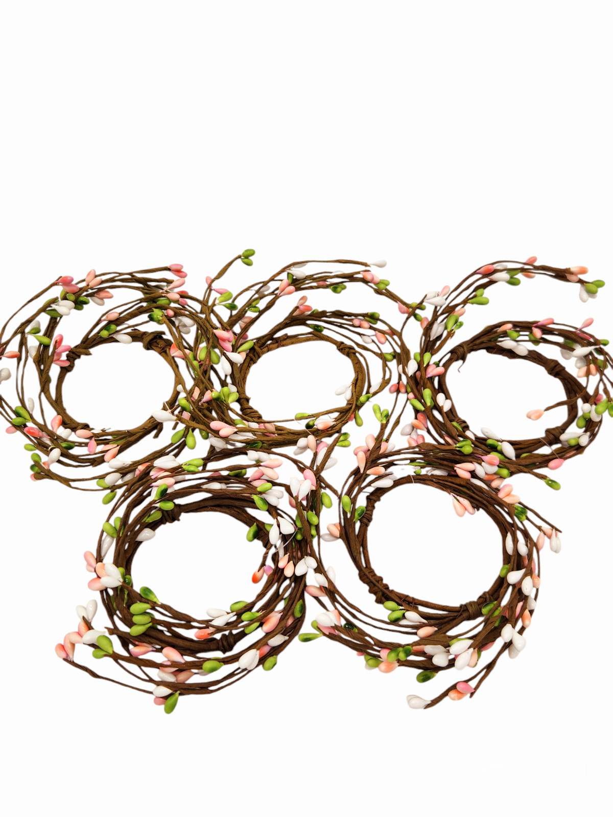 Pink and Green berry 2″ Candle Ring Artificial Berries Home Holiday Decor 8009-2