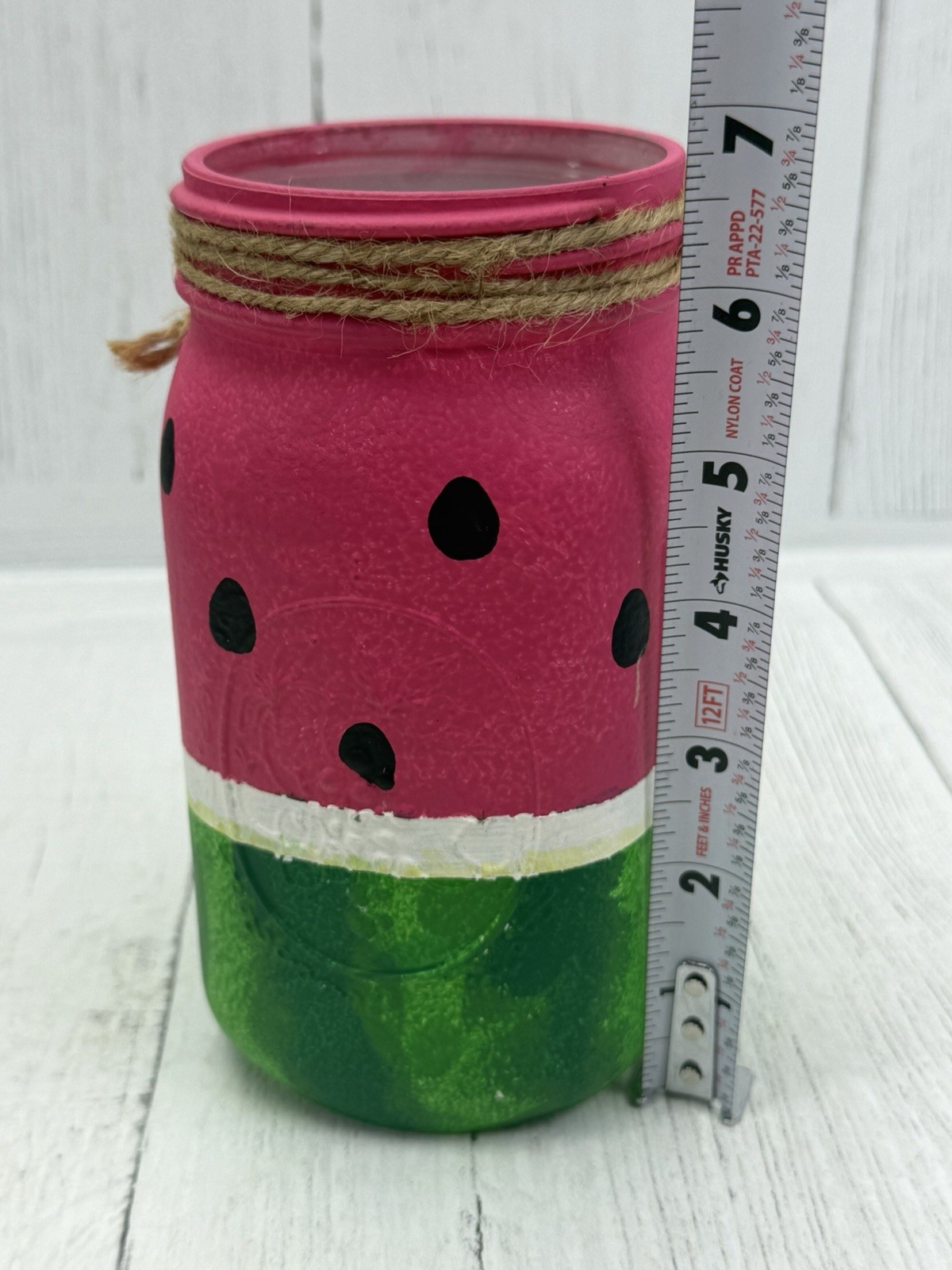 Hand Painted Watermelon Mason Jar Set Summer Rustic Decor Centerpiece