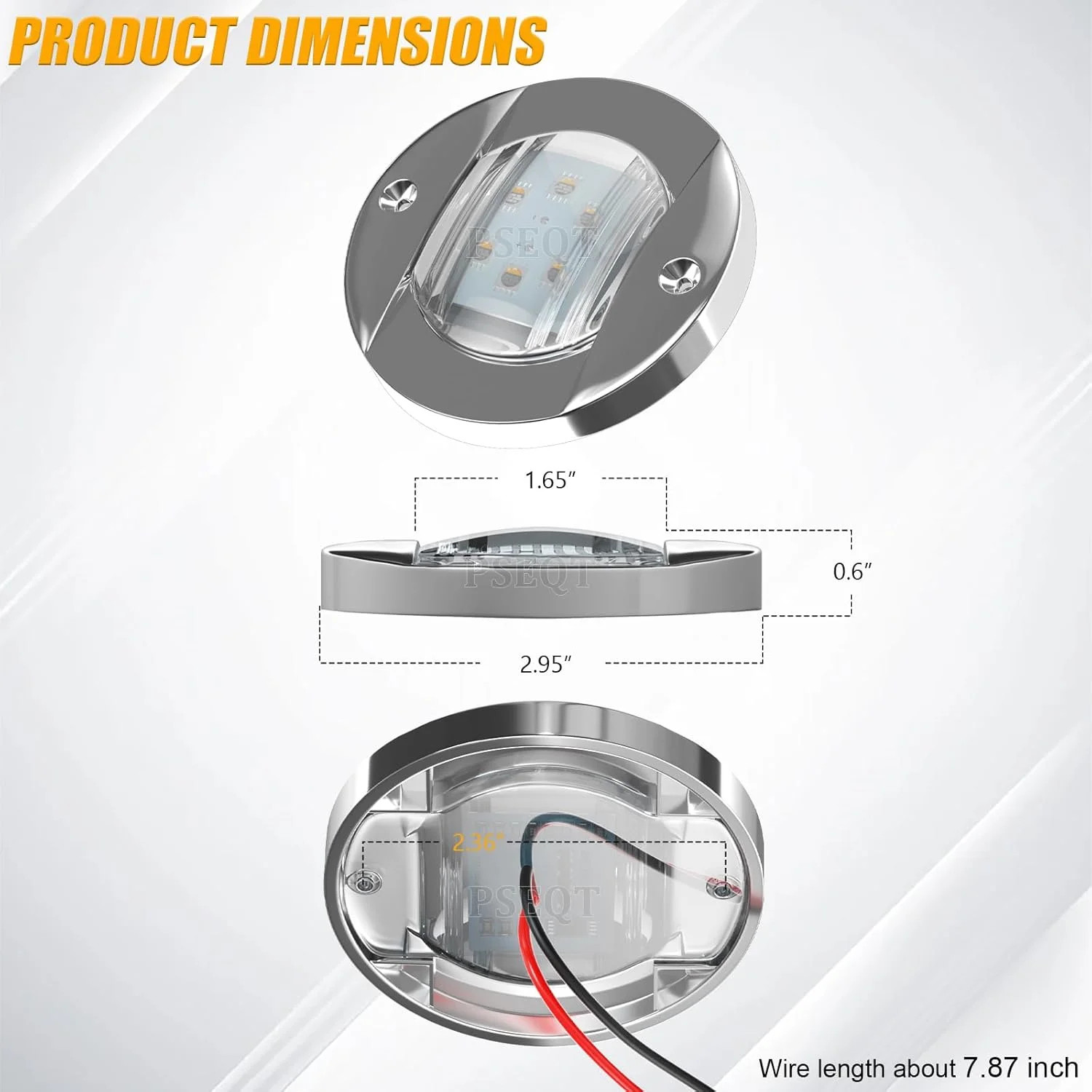 PSEQT 6Pcs 6LED RGBW Boat Courtesy Lights, 4-color 3” Round Waterproof Marine I
