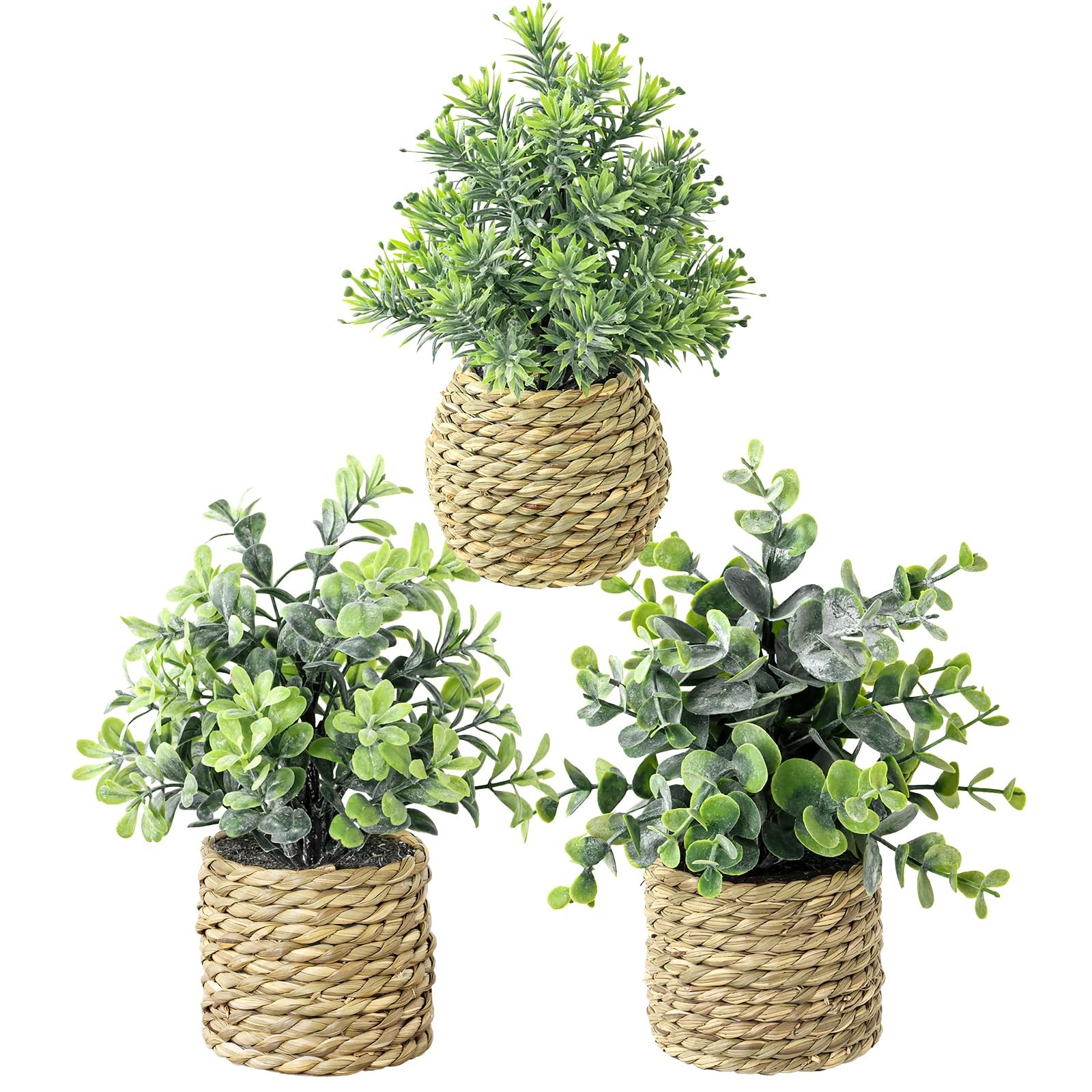 Small Fake Potted Plants: 9 Inches Artificial Plants with Seagrass Handwoven …