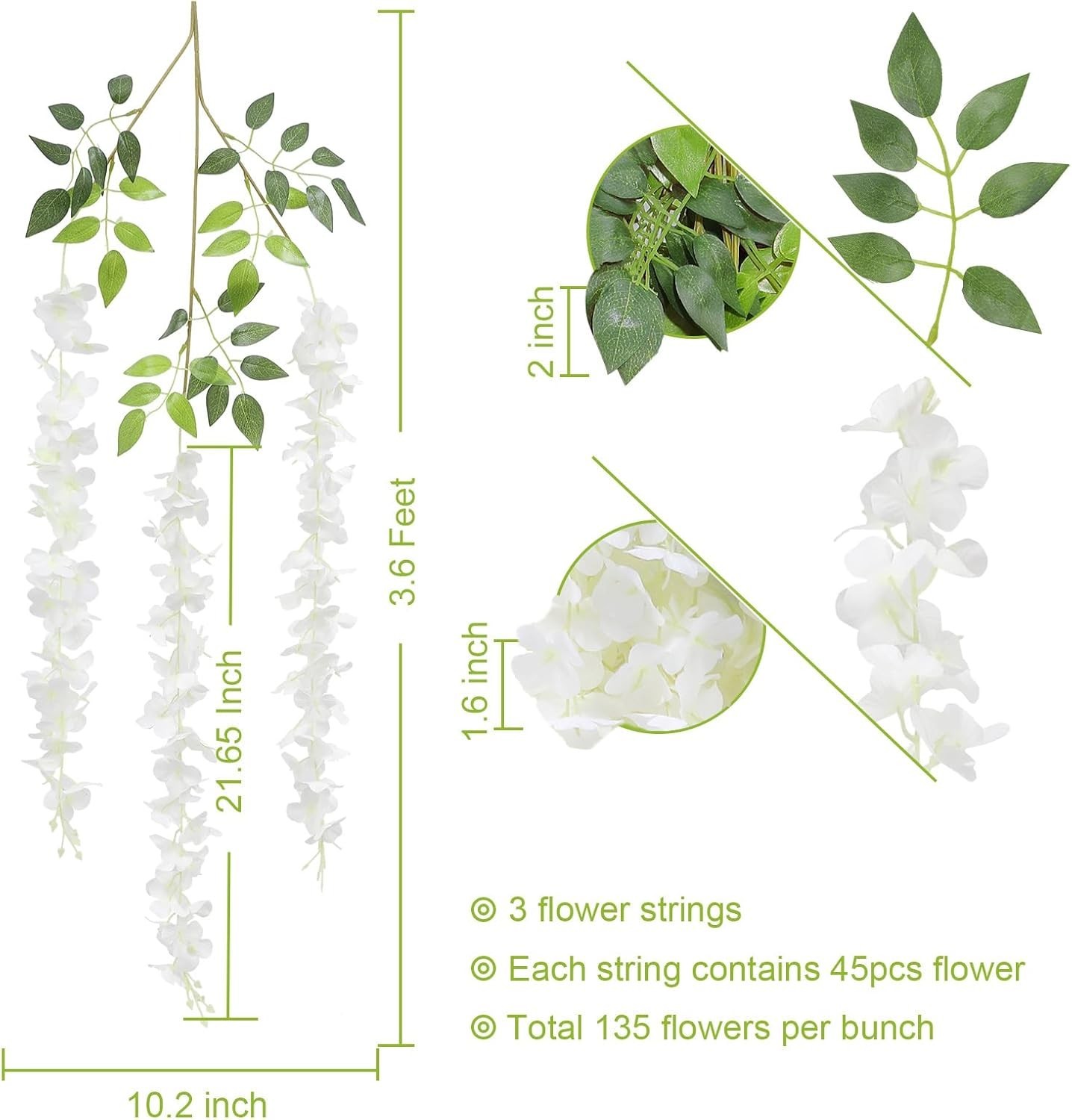 Realistic 48-Pack Artificial Wisteria Vines – Indoor & Outdoor Floral Bliss