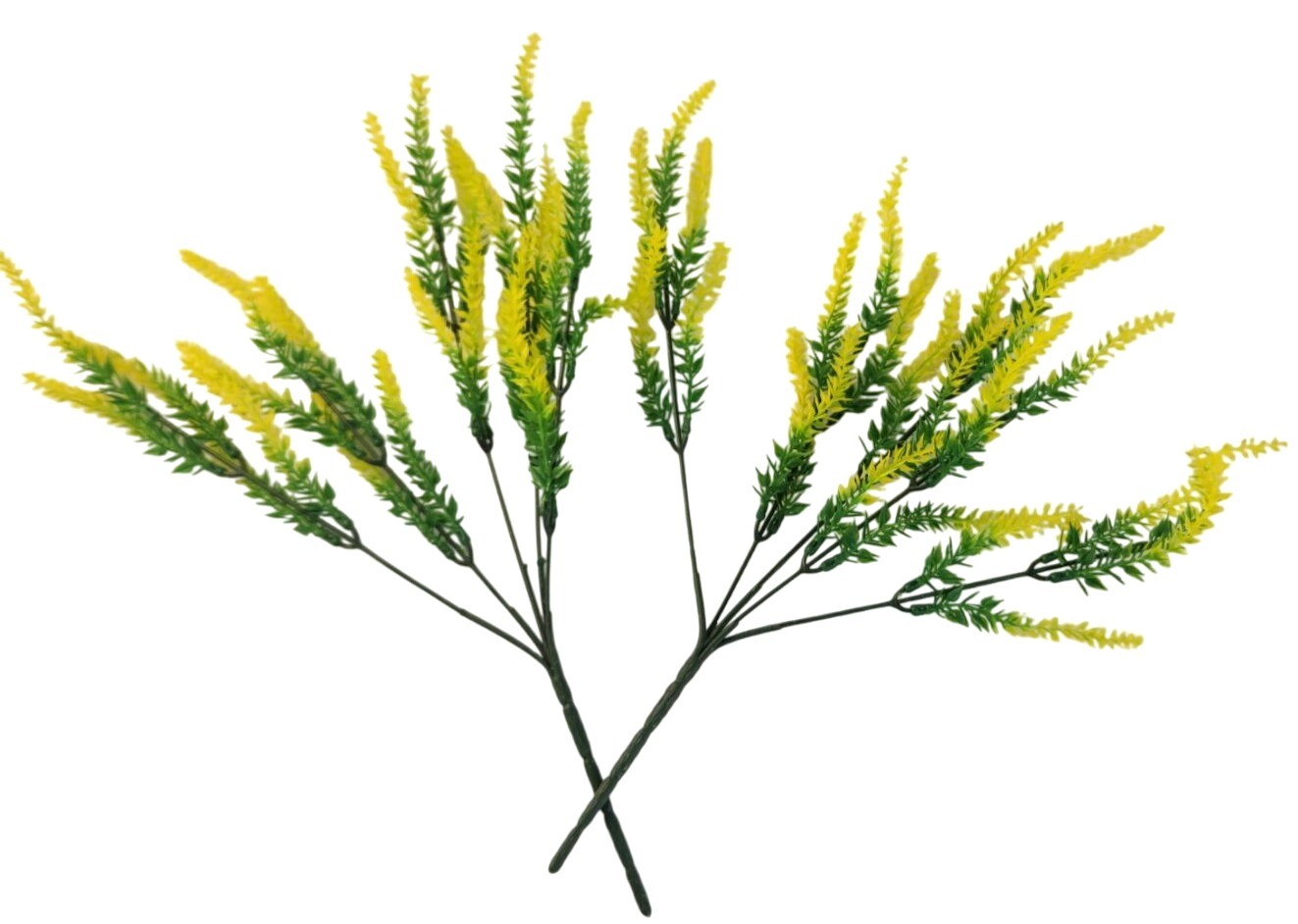 Yellow Faux Lavender Stems, Artificial Salvia Flowers, Faux Greenery Picks, Farm