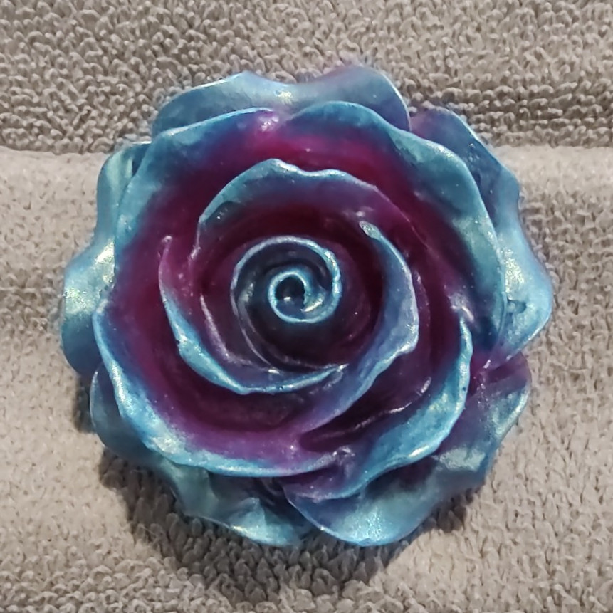 Artificial Blue & Purple Rose Flower Head Floral Décor, Individual Flower Magnet