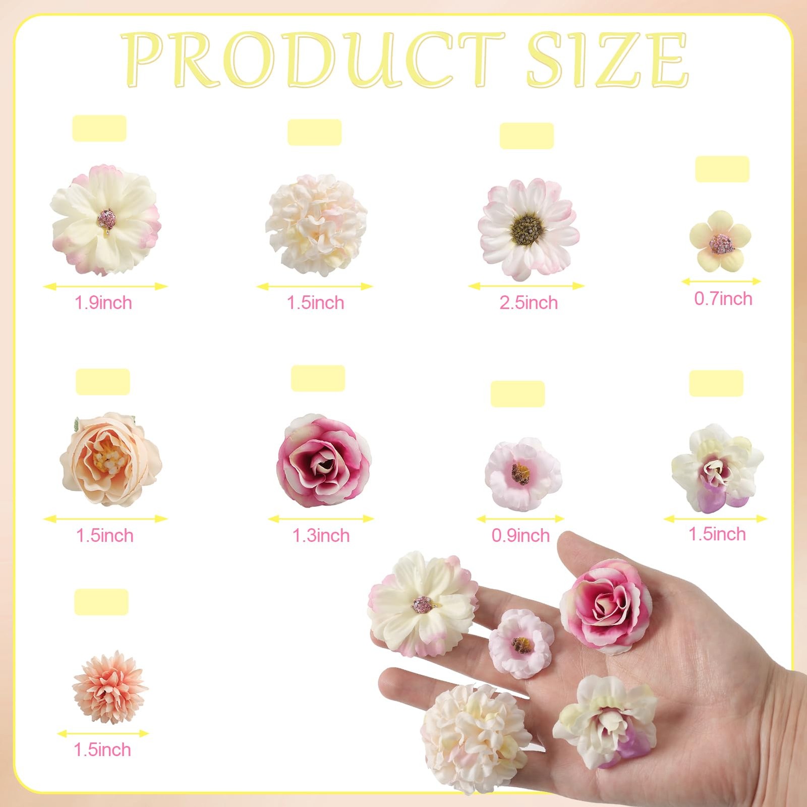 Faux Flower Heads Small Silk Artificial Mini Rose Daisy 125 PCS Multi