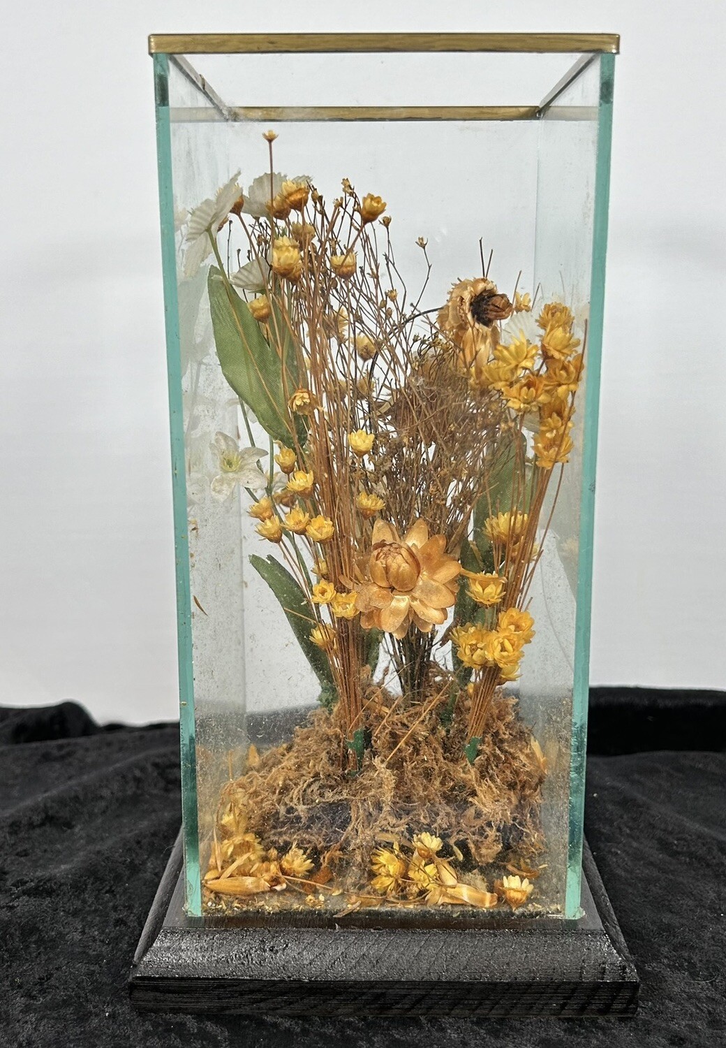 Vintage 70s Terrarium Faux Flowers – Leonard Creations Like Glass Wood