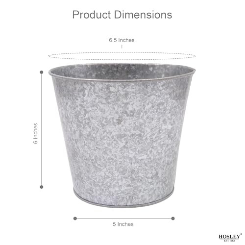 Set of 2 Galvanized Bucket/Pots with PVC Liner, 6.5″ Dia x 6″ H Ideal Gift