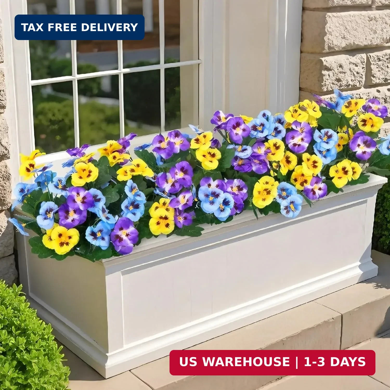 15 Bundles Artificial Flowers for Outdoors, 15″ Fake Pansies Silk Flowers UV …