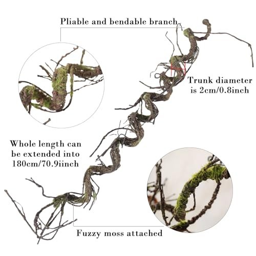 71″ Twisting Faux Greenery Grapevine Garland – Woody Branches, Moss, Wall Decor,