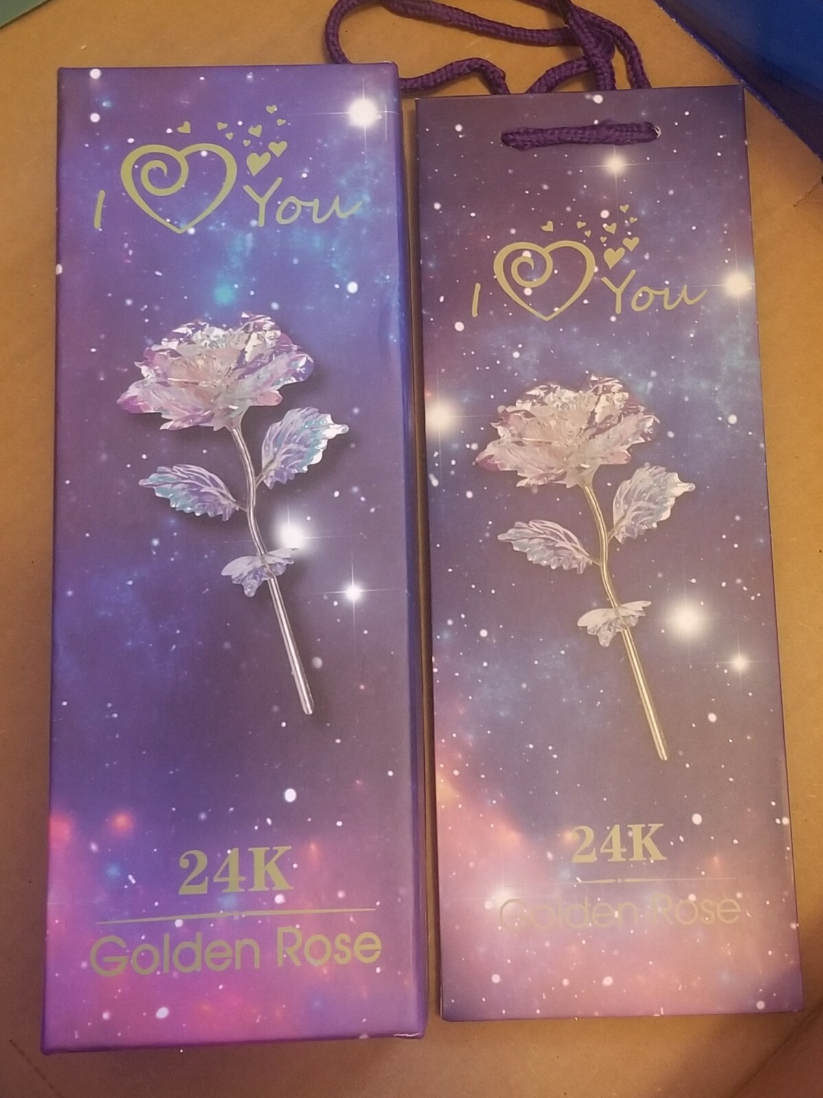 24K Golden Rose set of 2 in gift box and gift bag