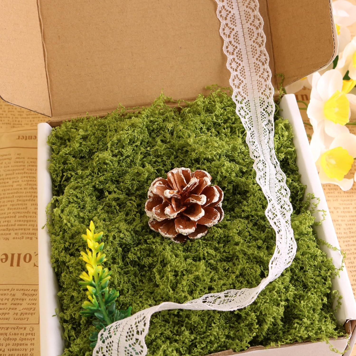 Light Green Moss for Crafts、 Artificial Moss Decorative for Glass Vase Filler We