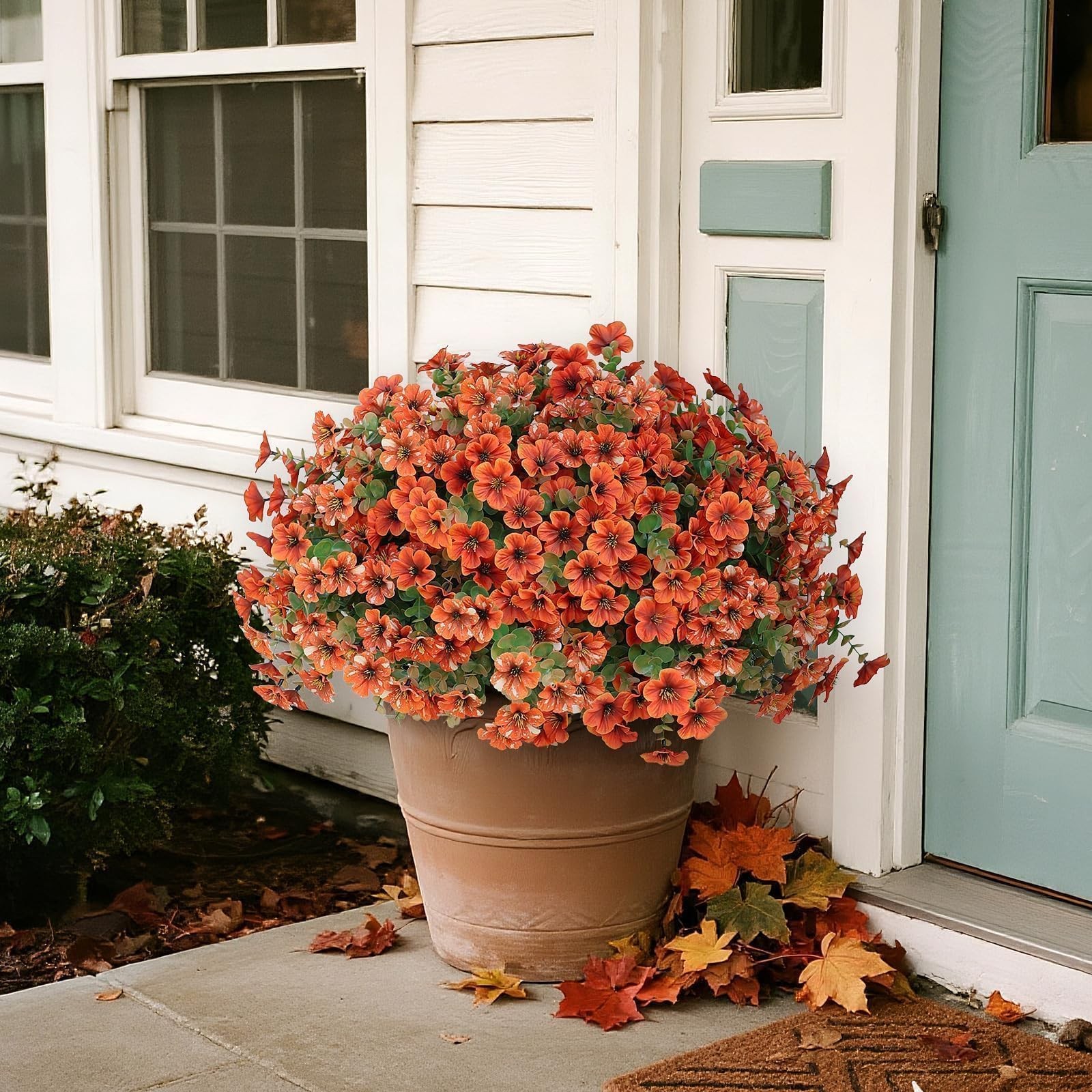 Artificial Flowers for Outdoor Fall Decoration-Faux Flower Petunia with Eucal…