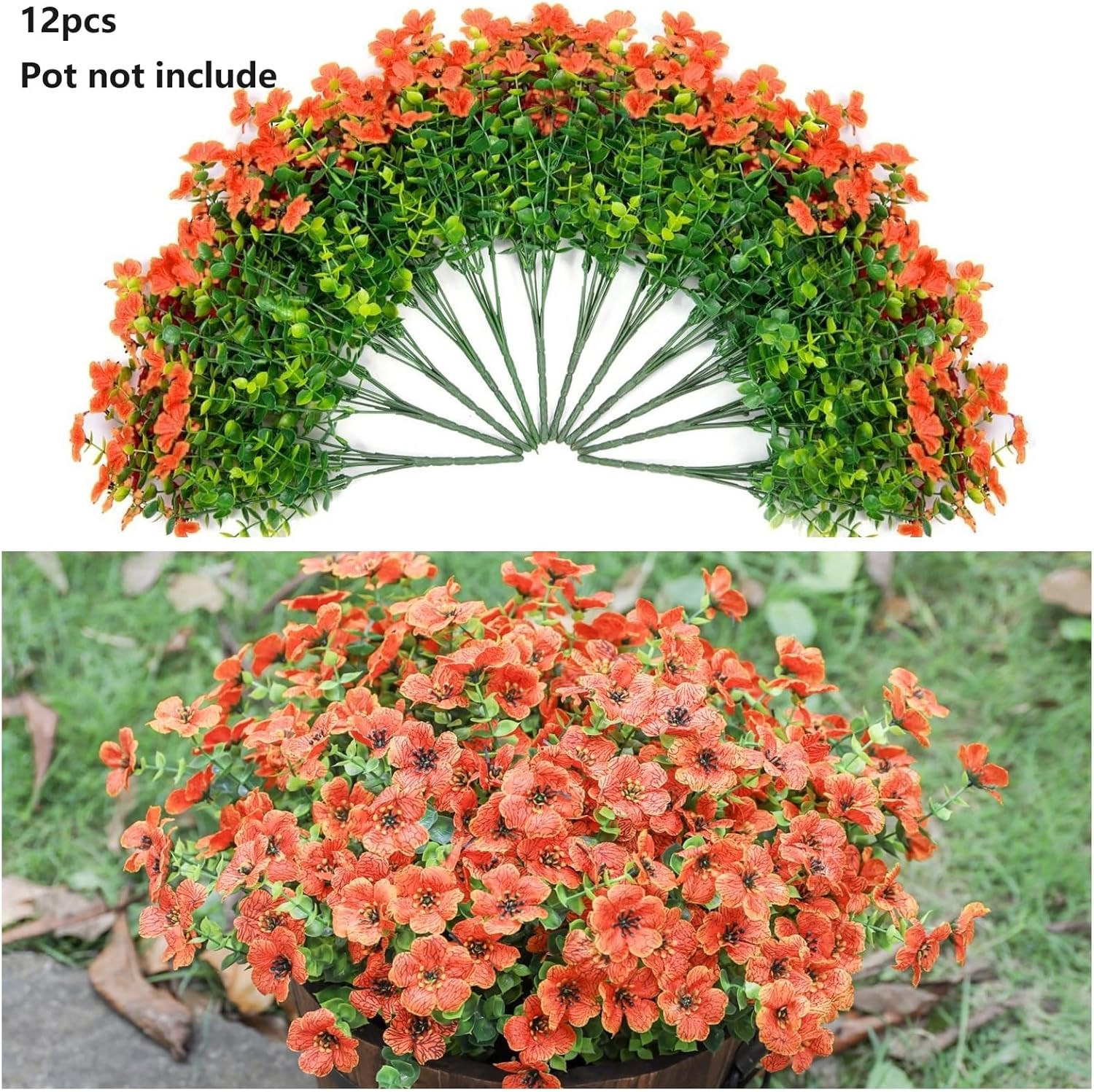 Artificial Fall Flowers Faux Mums for Outdoor Indoor Garden Home Decoration, Fau